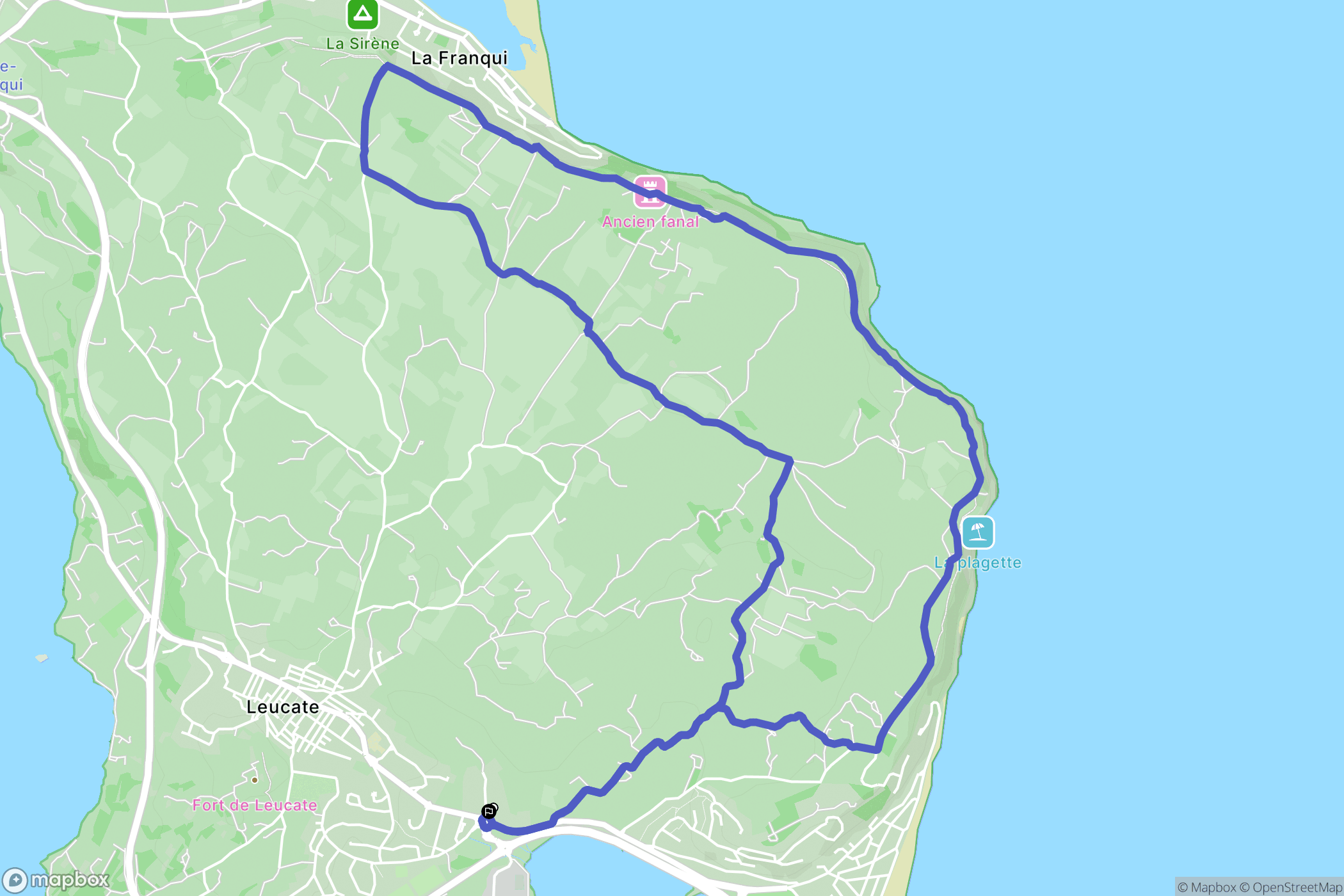 Leucate : carte du parcours de randonnée - France