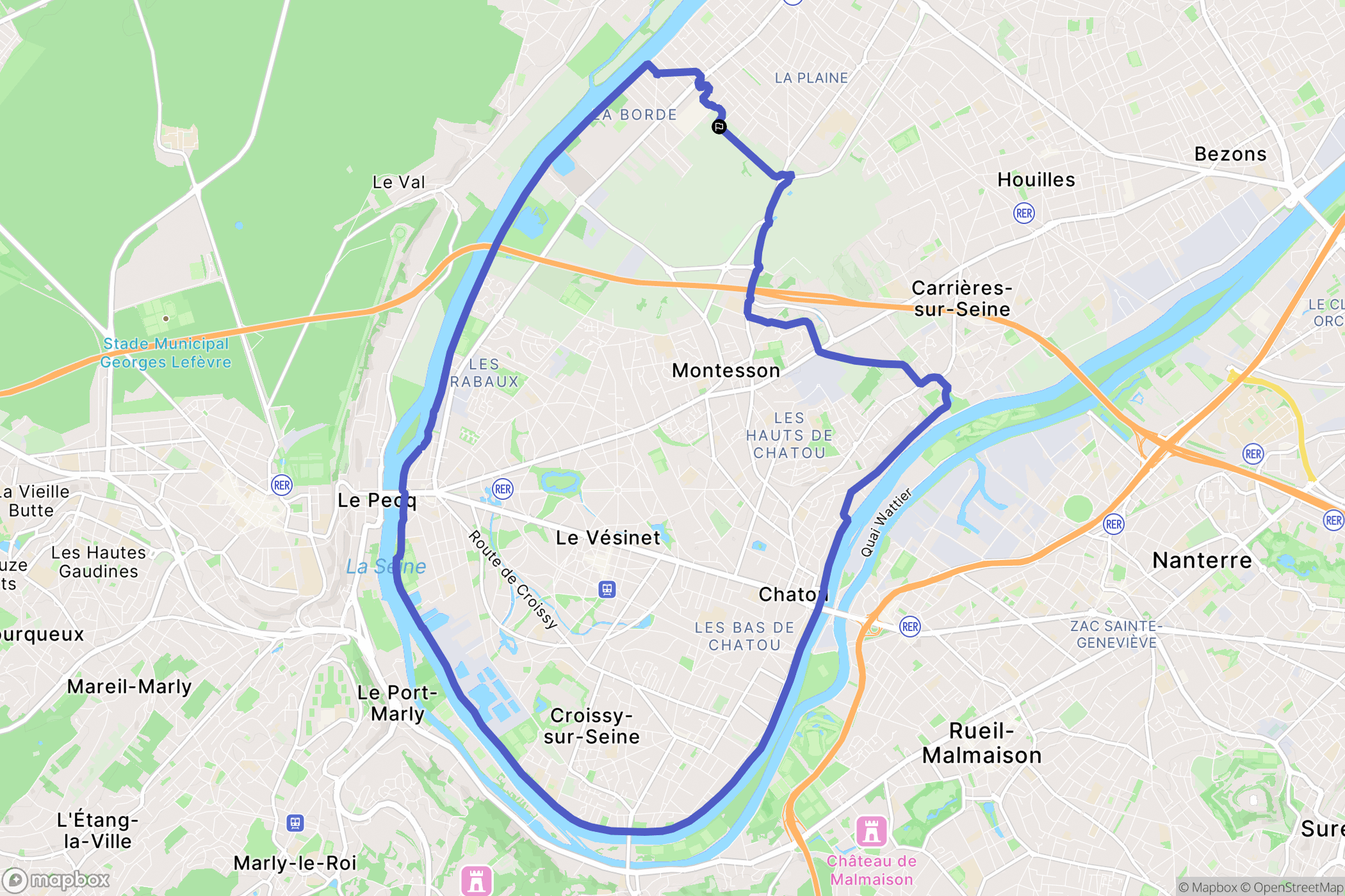 Montesson : carte du parcours de randonnée - France