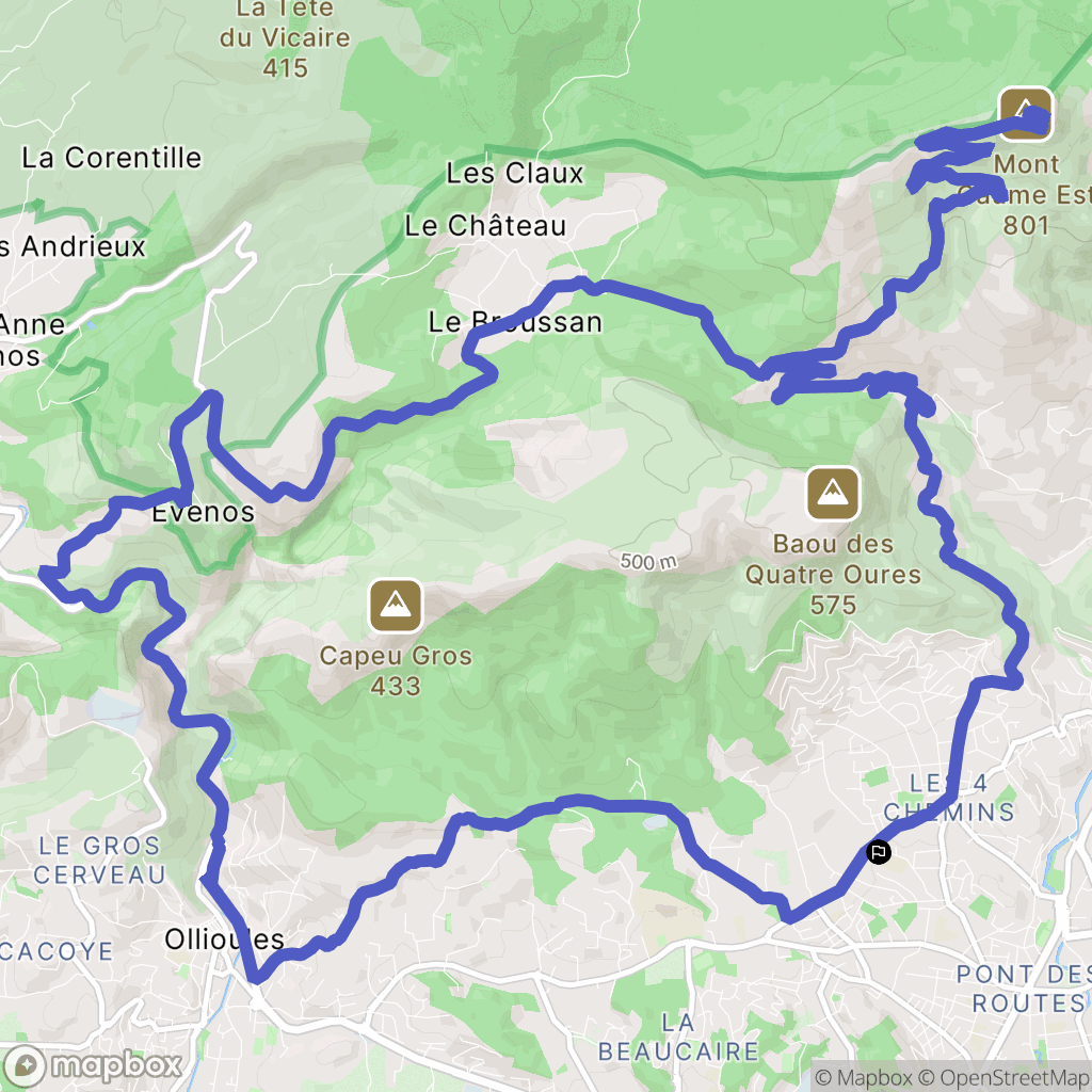 Toulon : carte du parcours de randonnée - France