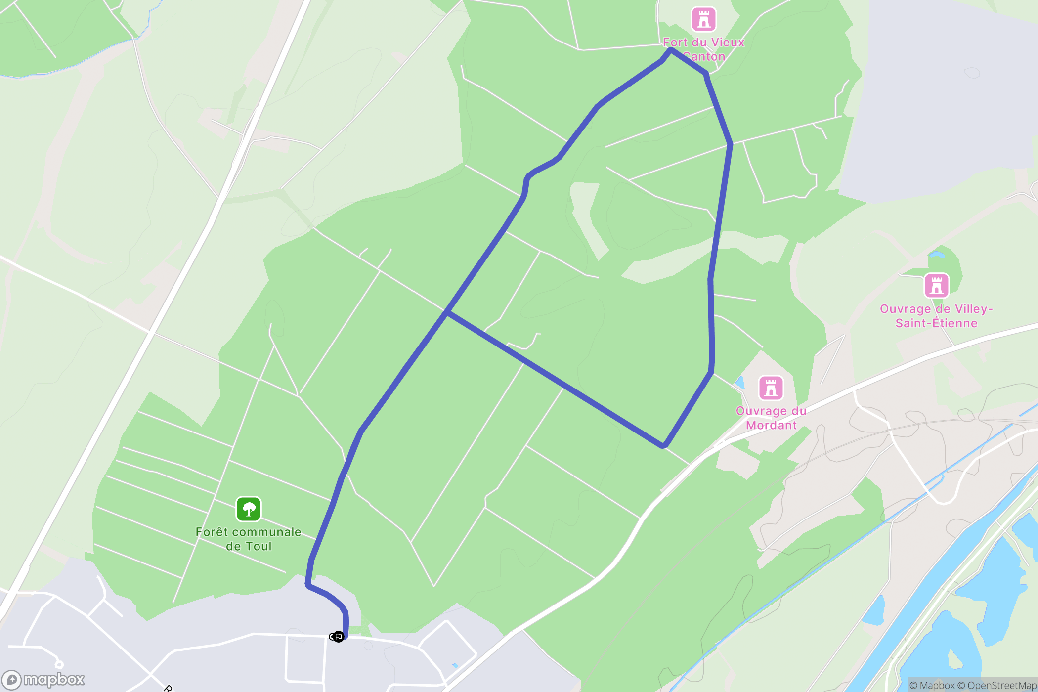 Toul : carte du parcours de randonnée - France