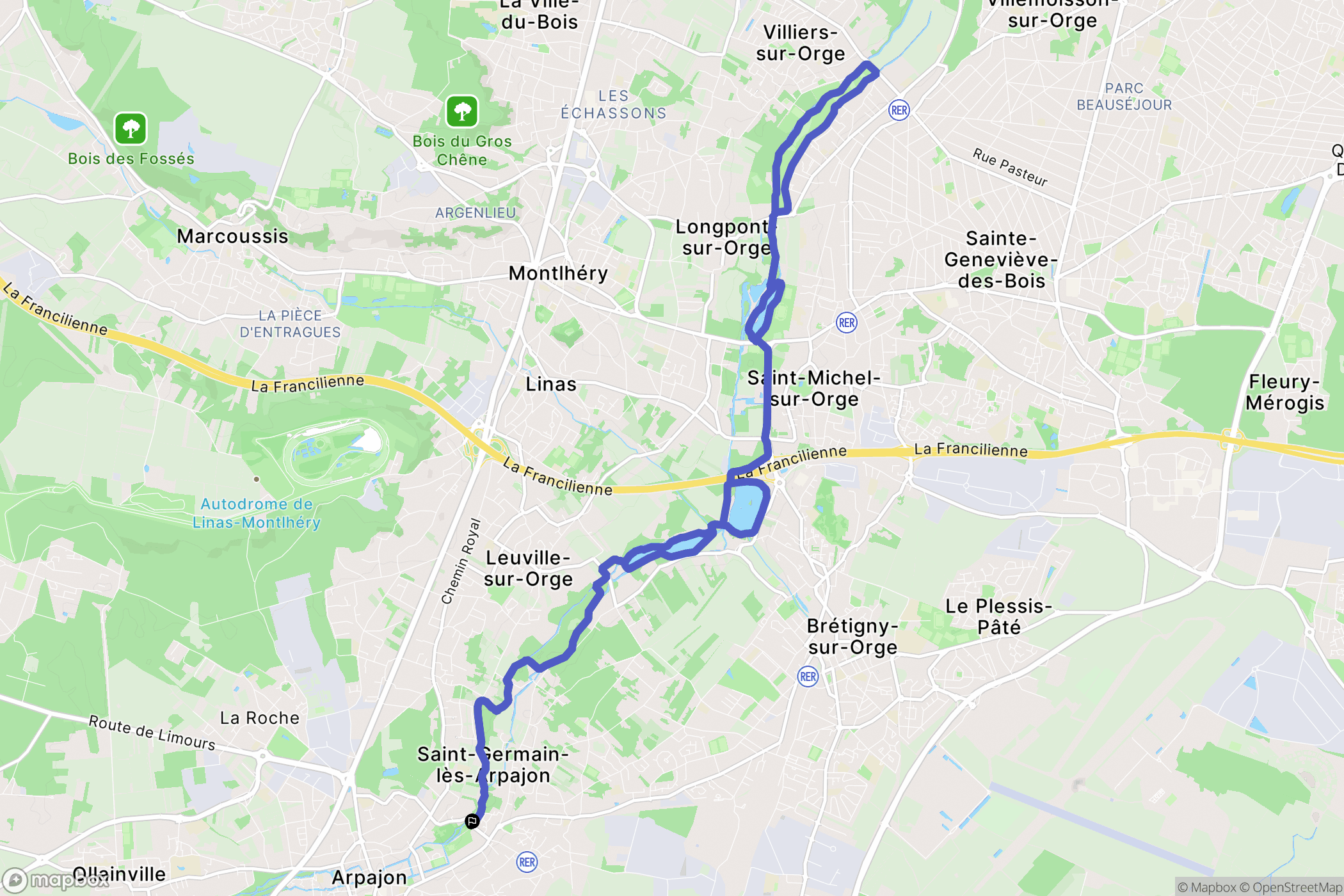 Saint-Germain-lès-Arpajon : carte du parcours de randonnée - France