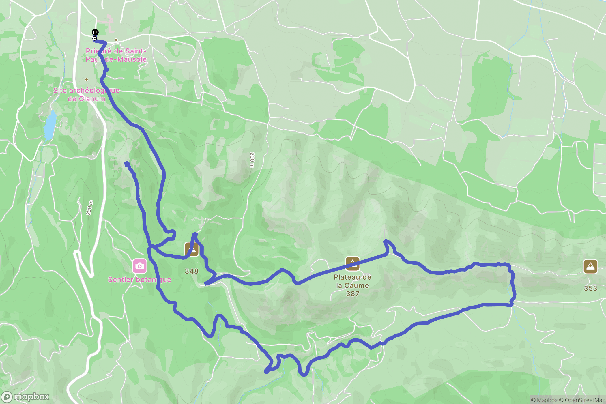 Saint-Rémy-de-Provence : carte du parcours de randonnée - France