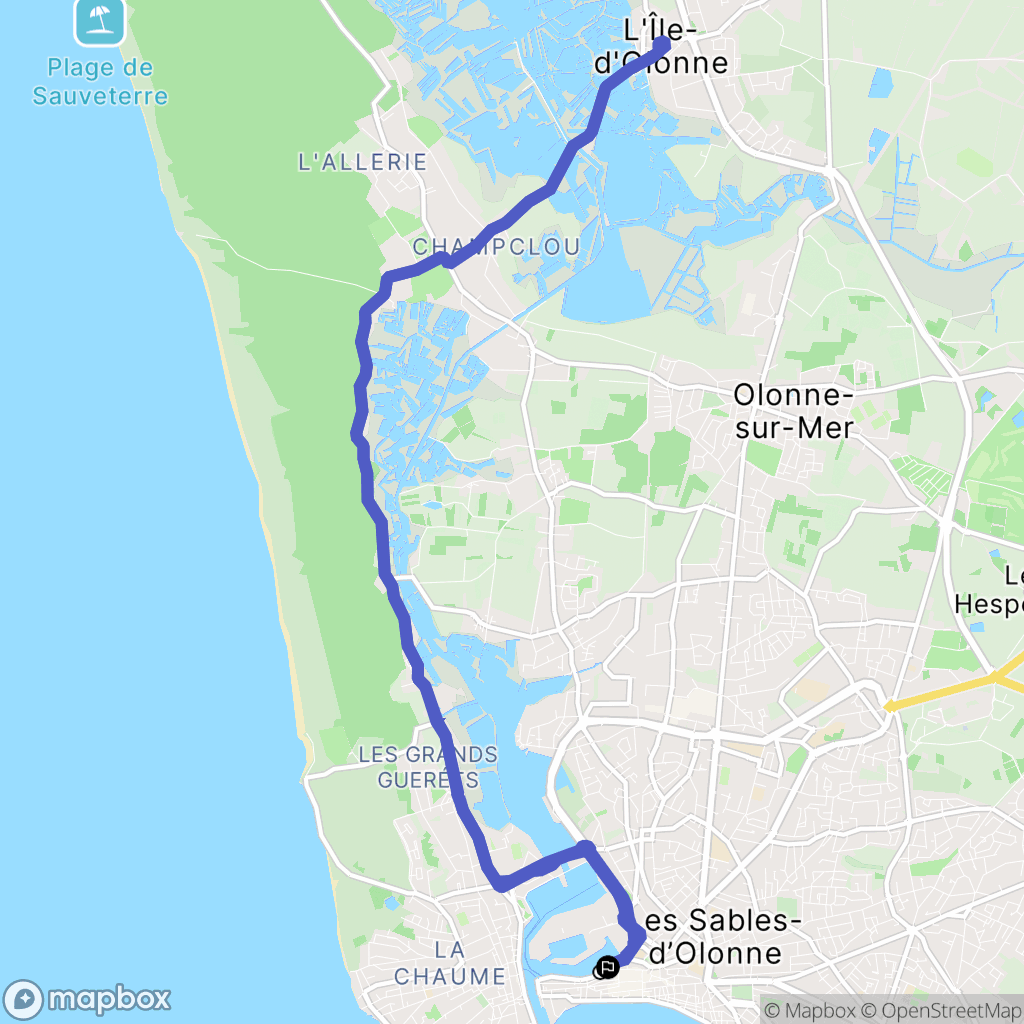 Les Sables-d'Olonne : carte du parcours de randonnée - France