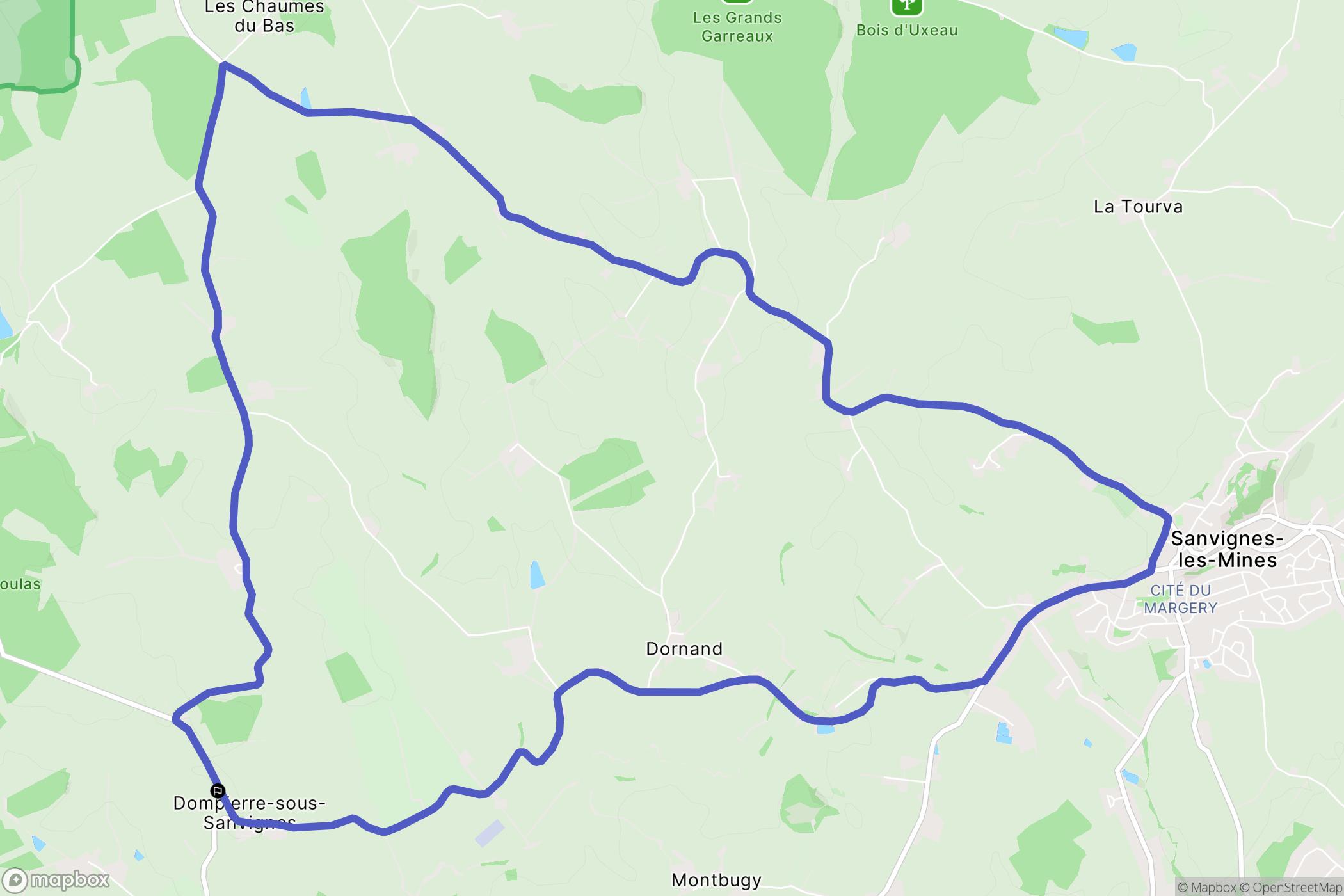 Dompierre-Sous-Sanvignes : carte du parcours de randonnée - France