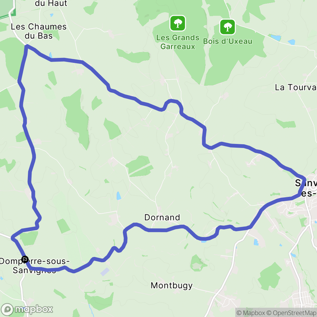 Dompierre-Sous-Sanvignes : carte du parcours de randonnée - France