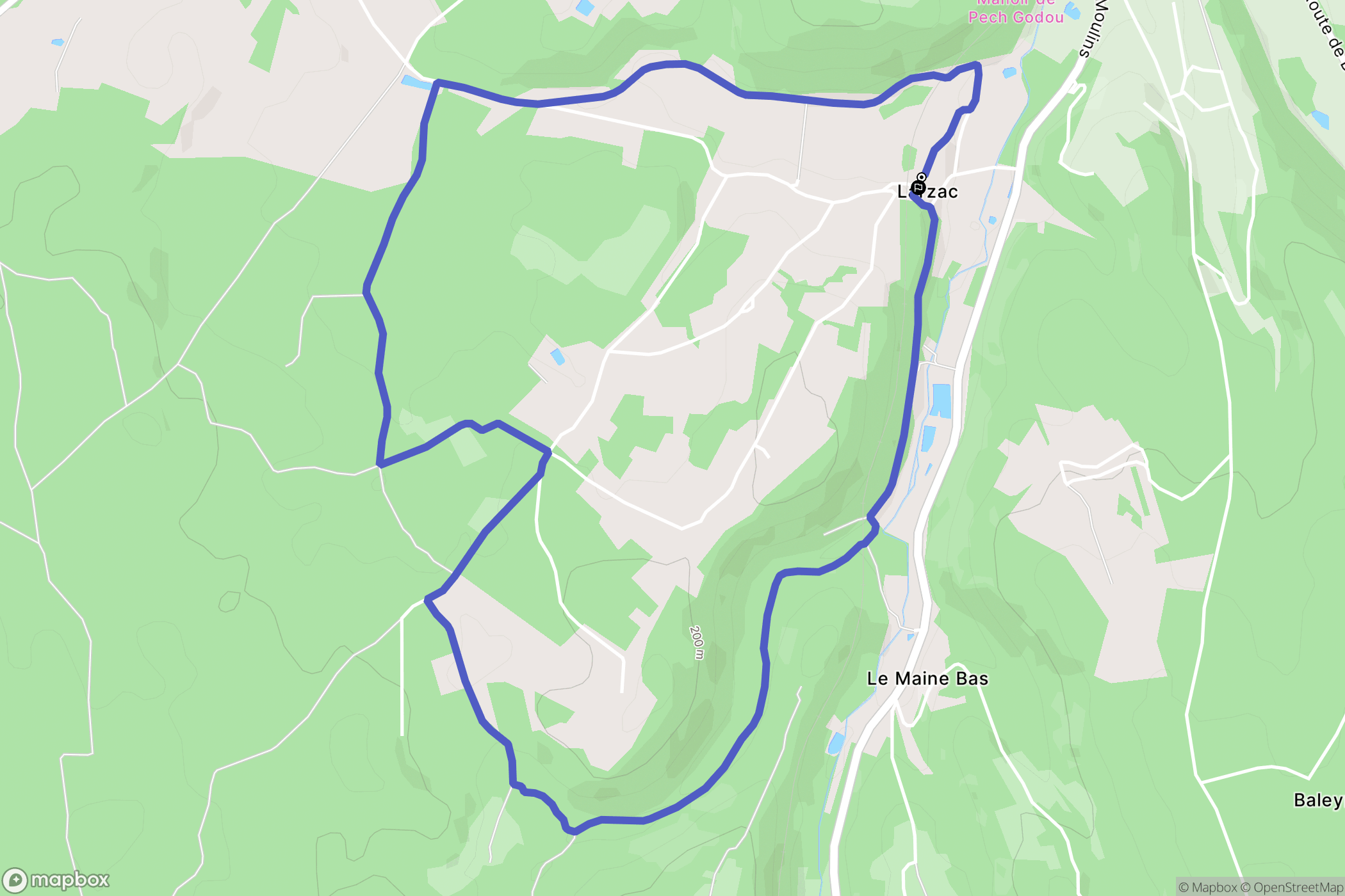 Larzac : carte du parcours de randonnée - France