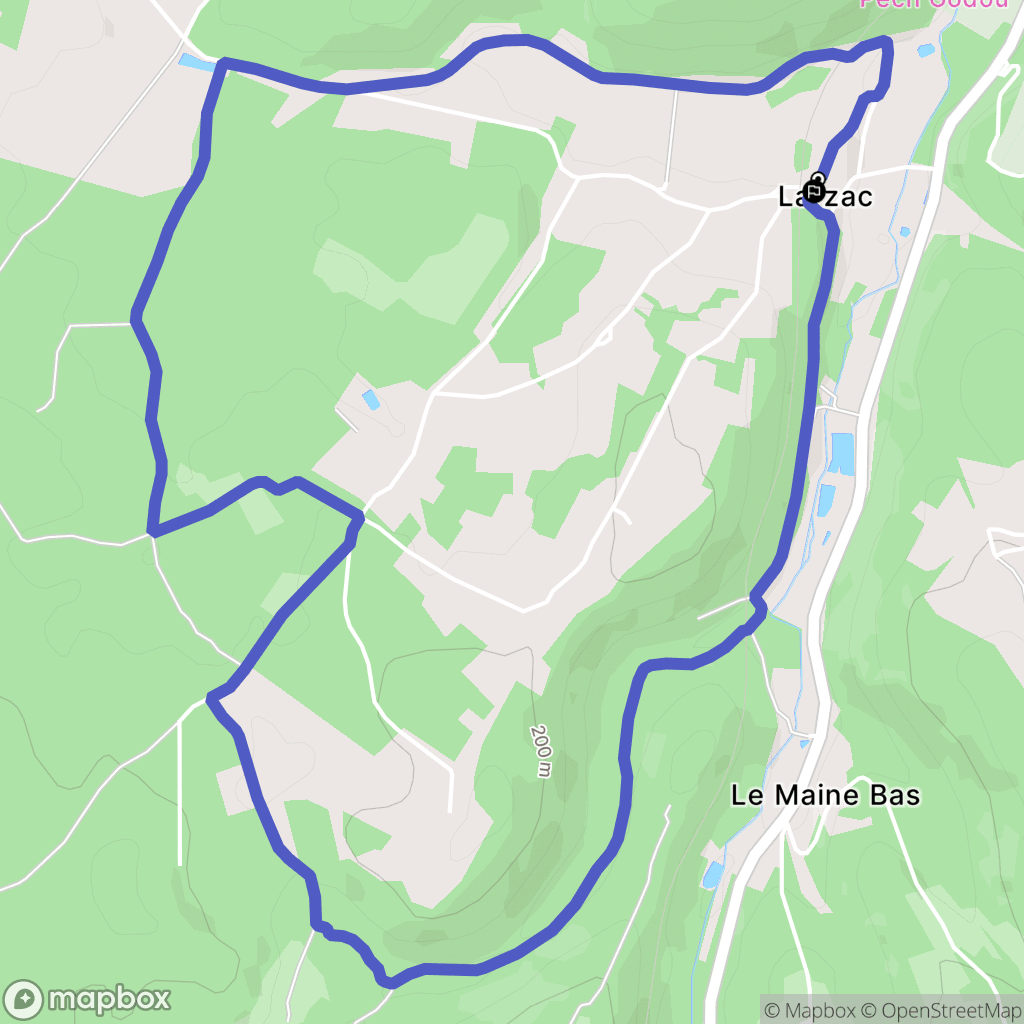 Larzac : carte du parcours de randonnée - France