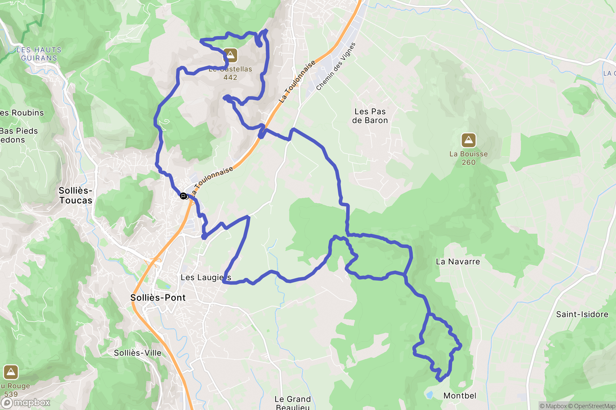Solliès-Pont : carte du parcours de randonnée - France