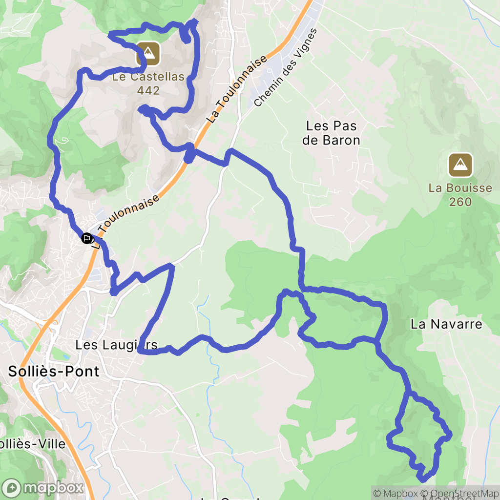 Solliès-Pont : carte du parcours de randonnée - France