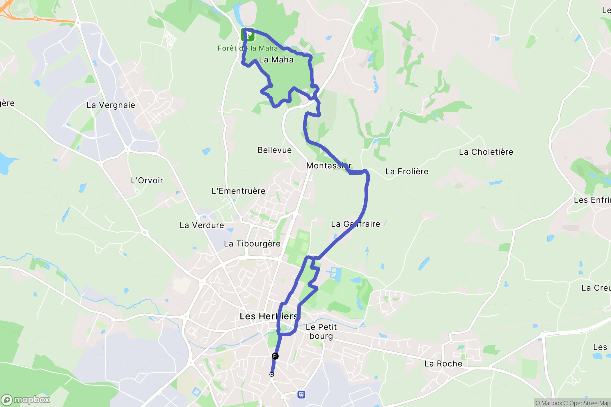 Les Herbiers : carte du parcours de randonnée - France