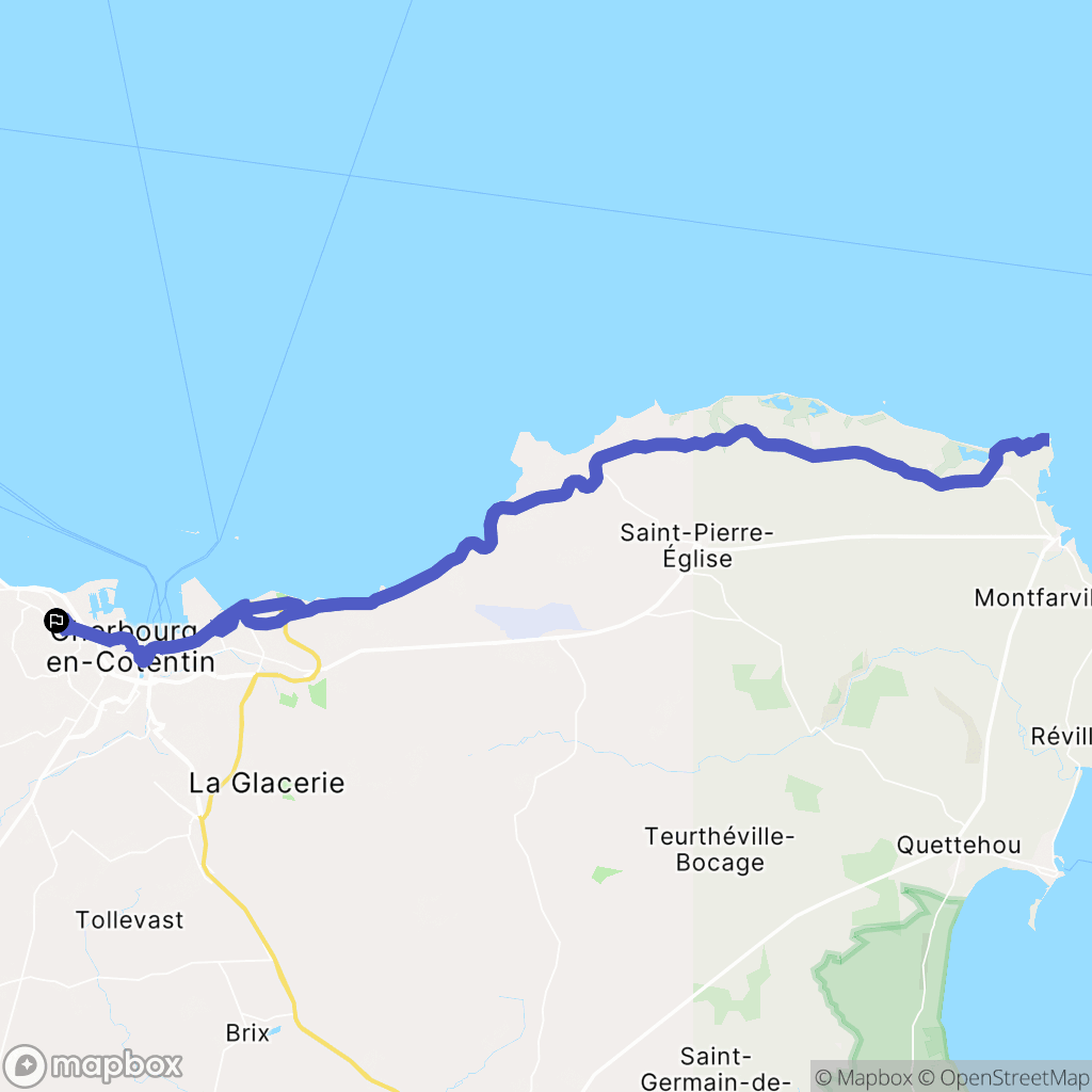 Cherbourg-en-Cotentin : carte du parcours de randonnée - France