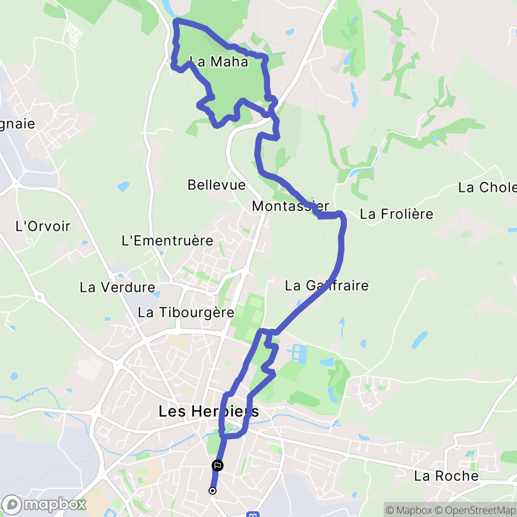 Les Herbiers : carte du parcours de randonnée - France