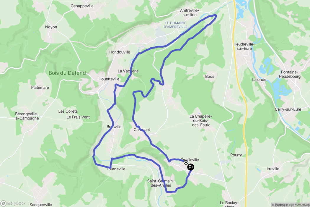 Émalleville : carte du parcours de randonnée - France