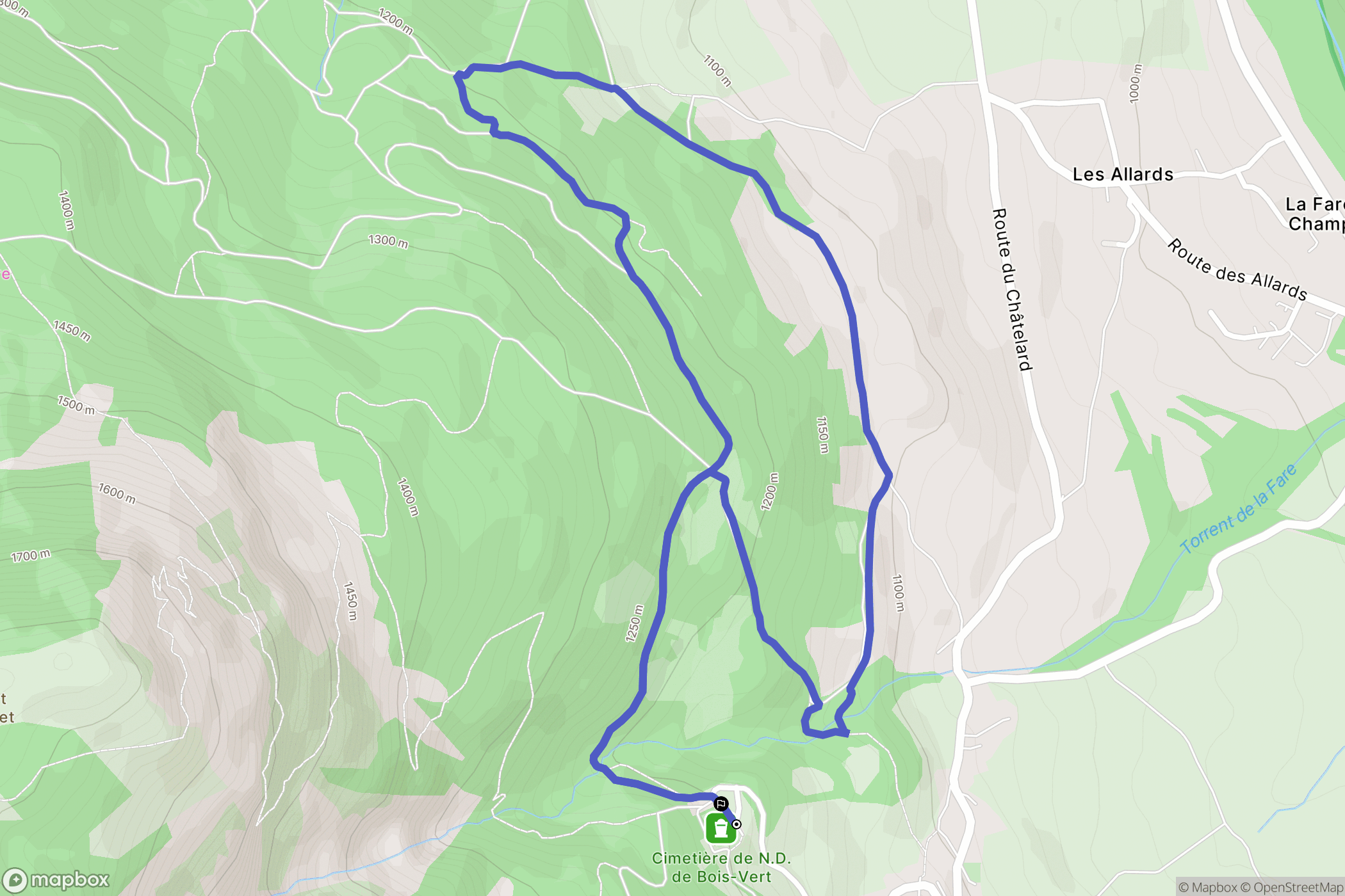 La Fare-en-Champsaur : carte du parcours de randonnée - France