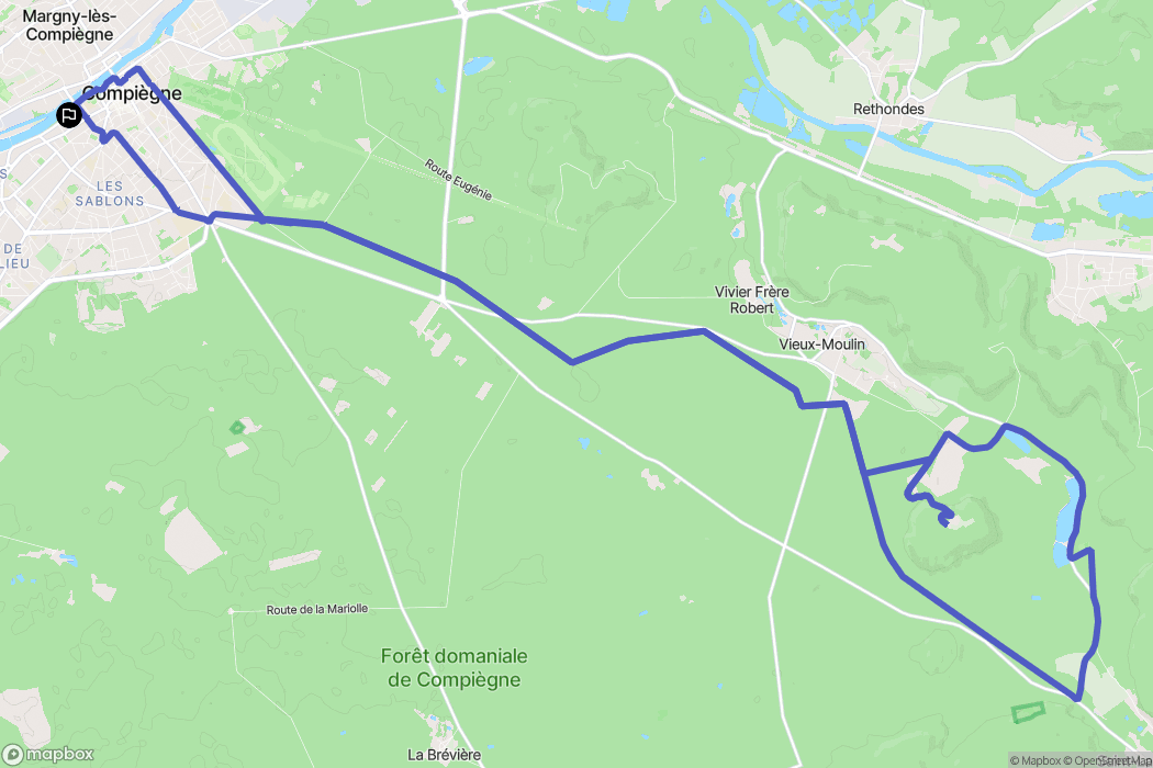 Compiègne : carte du parcours de randonnée - France