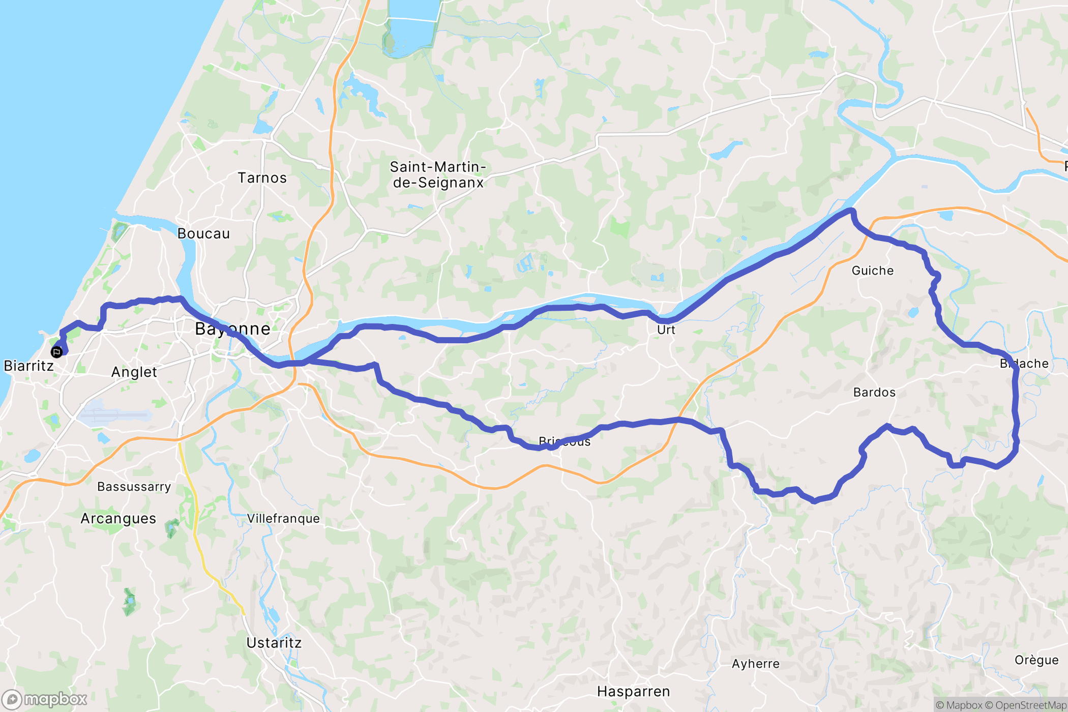 Biarritz : carte du parcours de randonnée - France