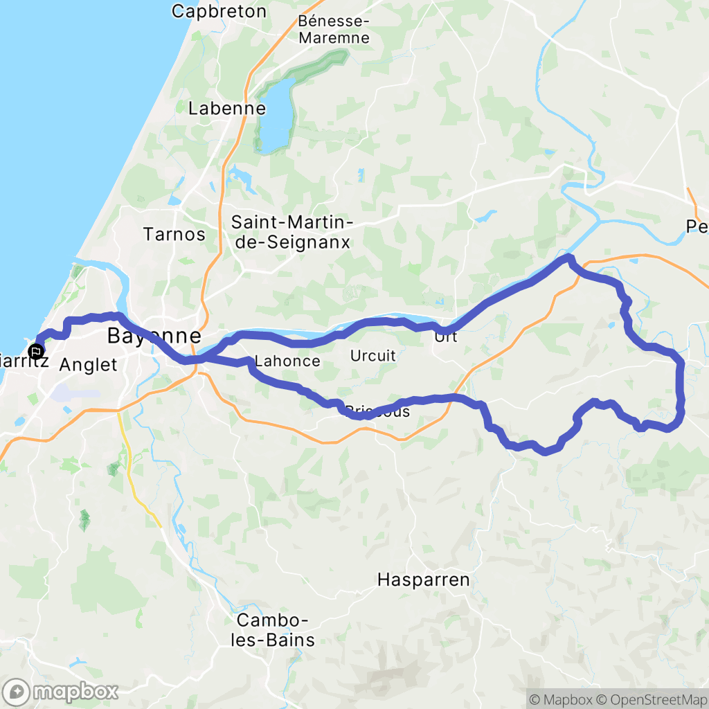 Biarritz : carte du parcours de randonnée - France