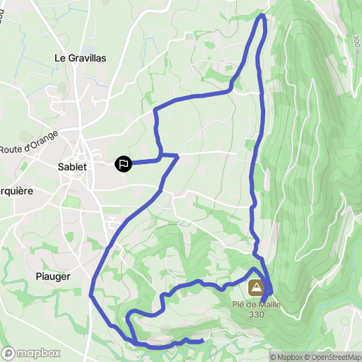 Sablet : carte du parcours de randonnée - France