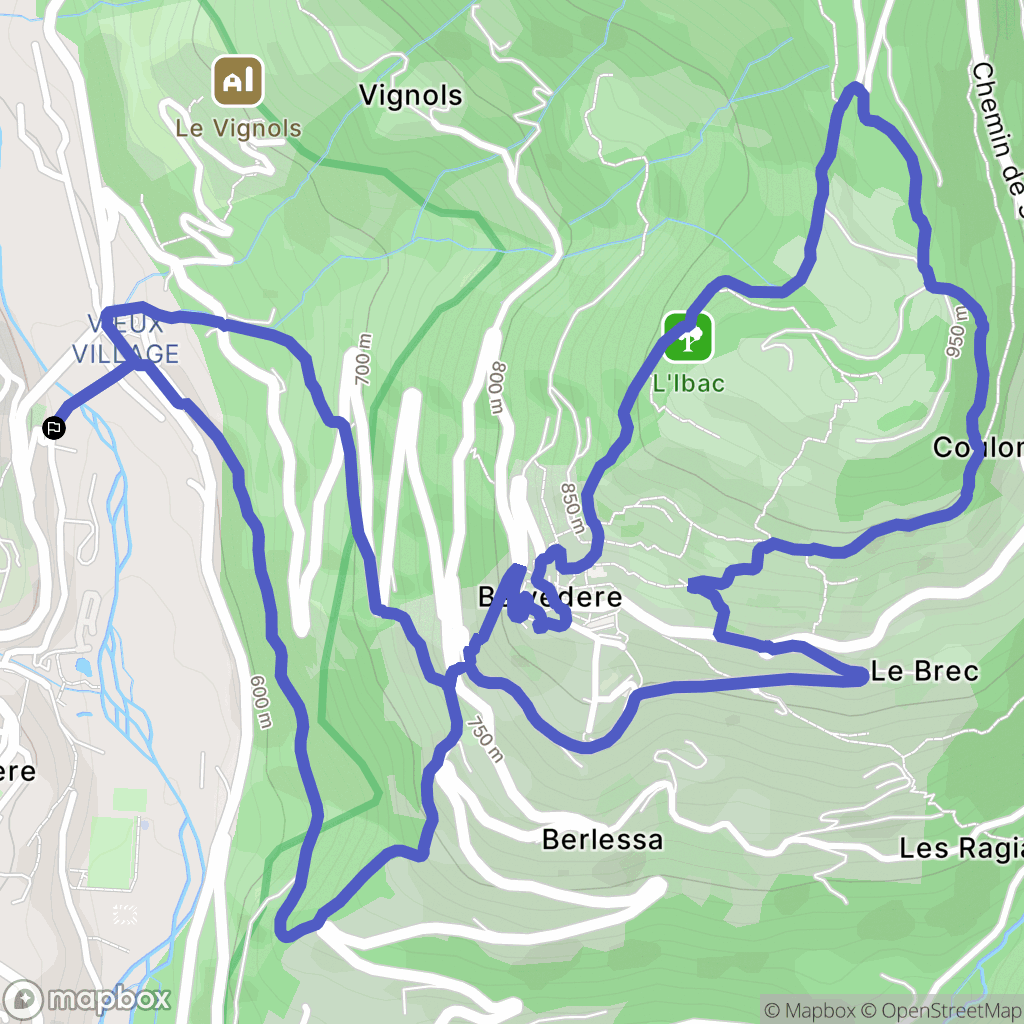 Roquebillière : carte du parcours de randonnée - France