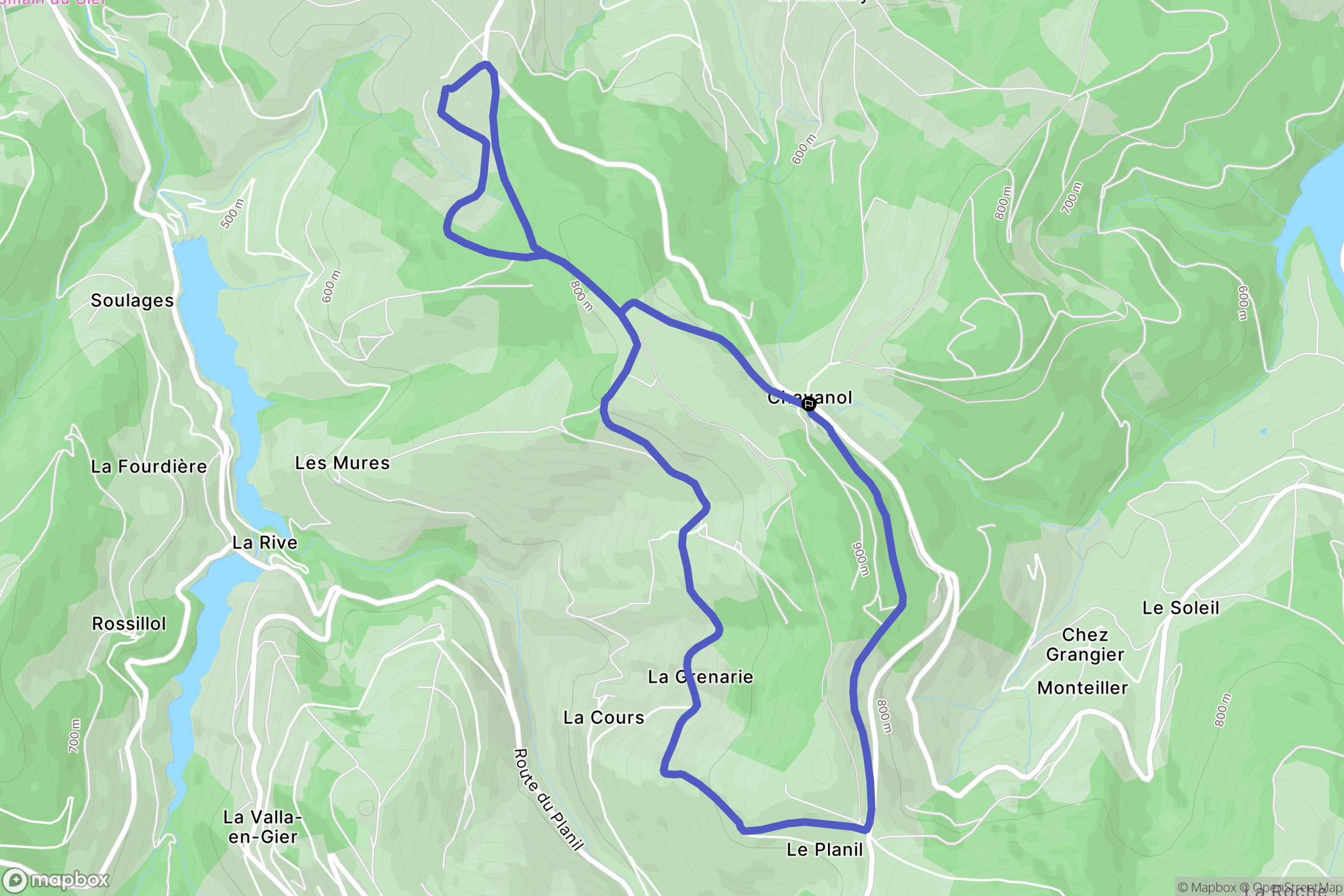Doizieux : carte du parcours de randonnée - France