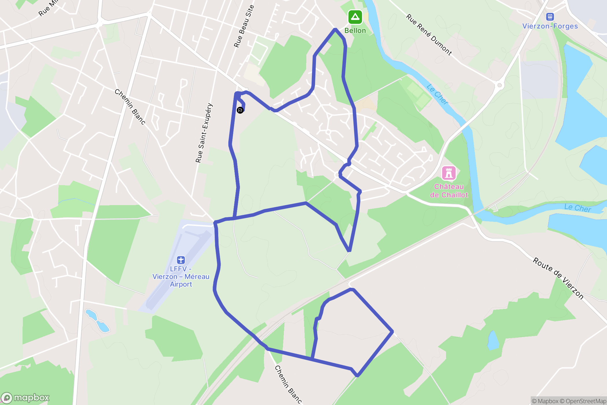 Vierzon : carte du parcours de randonnée - France