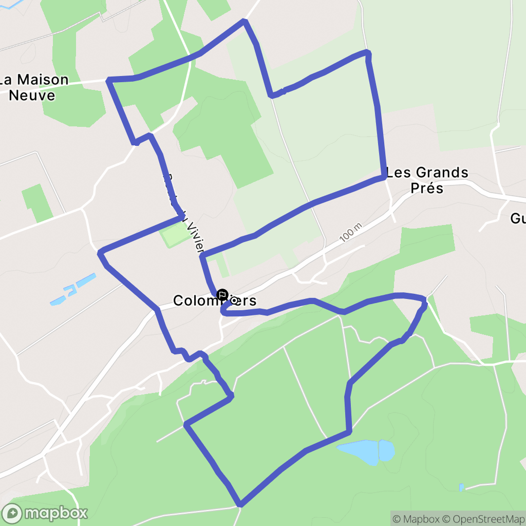 Colombiers : carte du parcours de randonnée - France