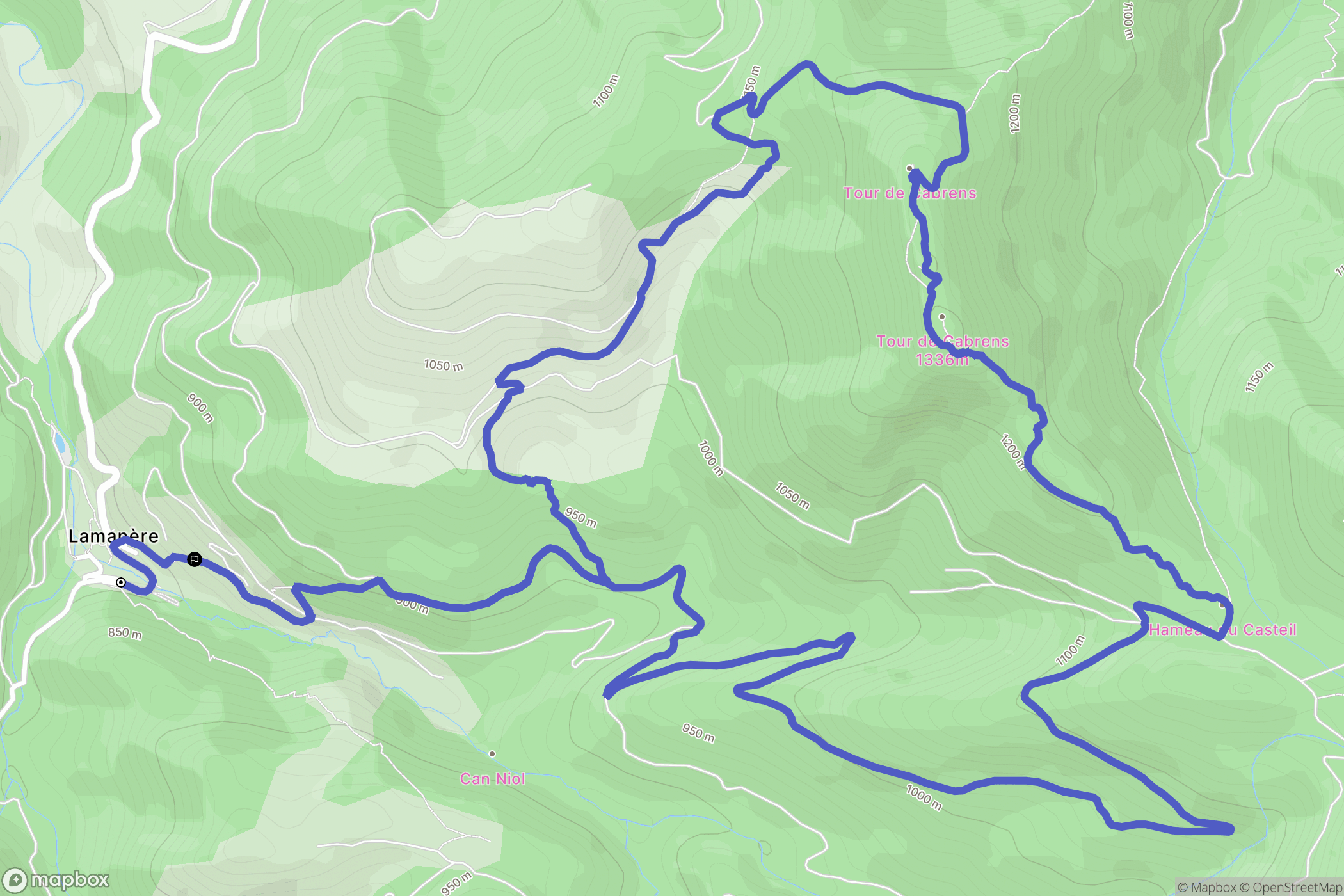 Lamanère : carte du parcours de randonnée - France
