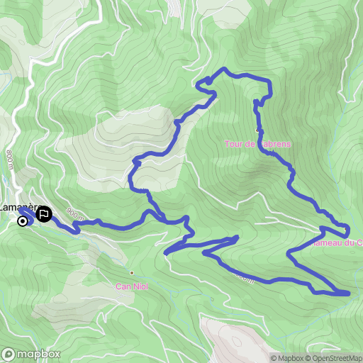 Lamanère : carte du parcours de randonnée - France