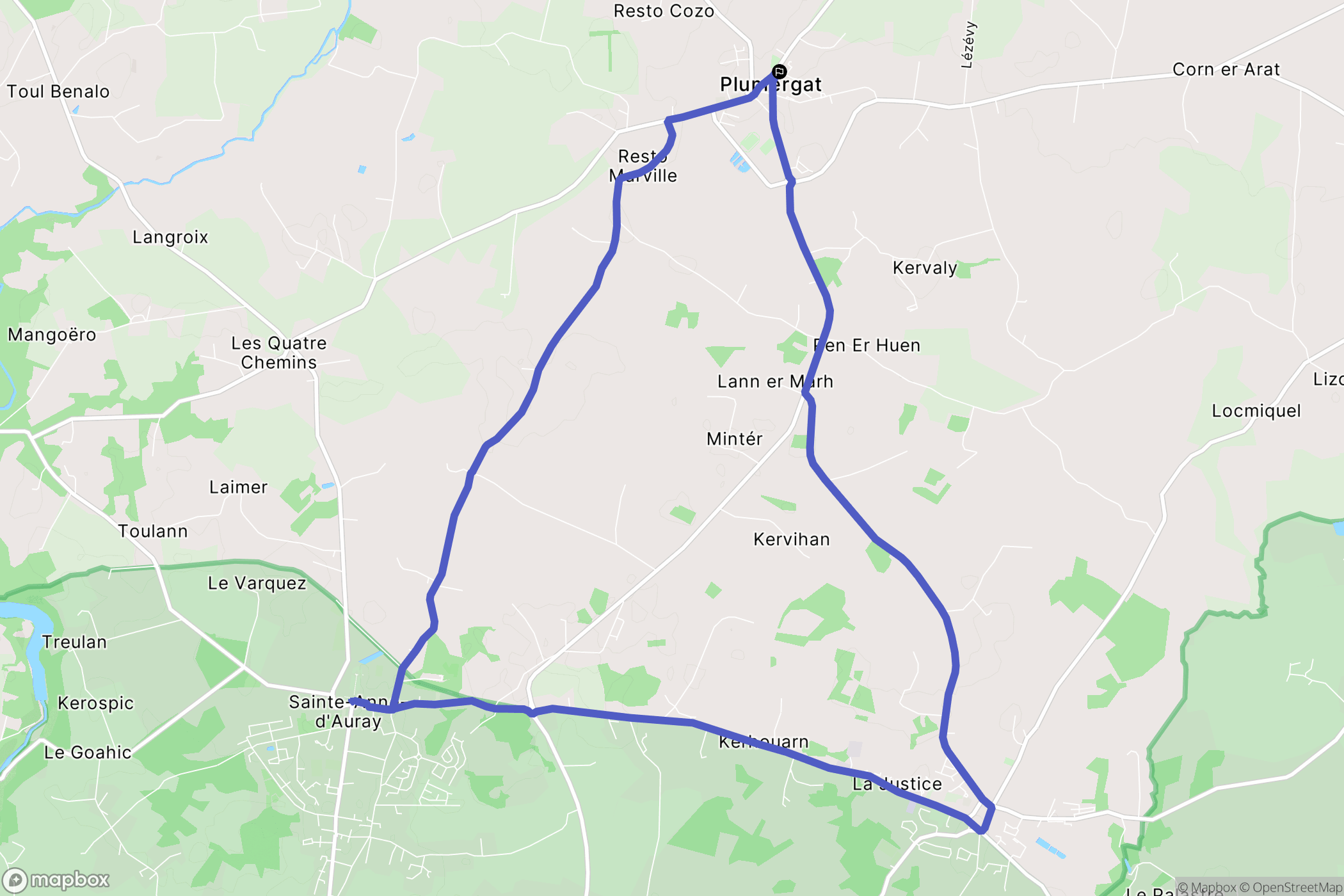 Plumergat : carte du parcours de randonnée - France