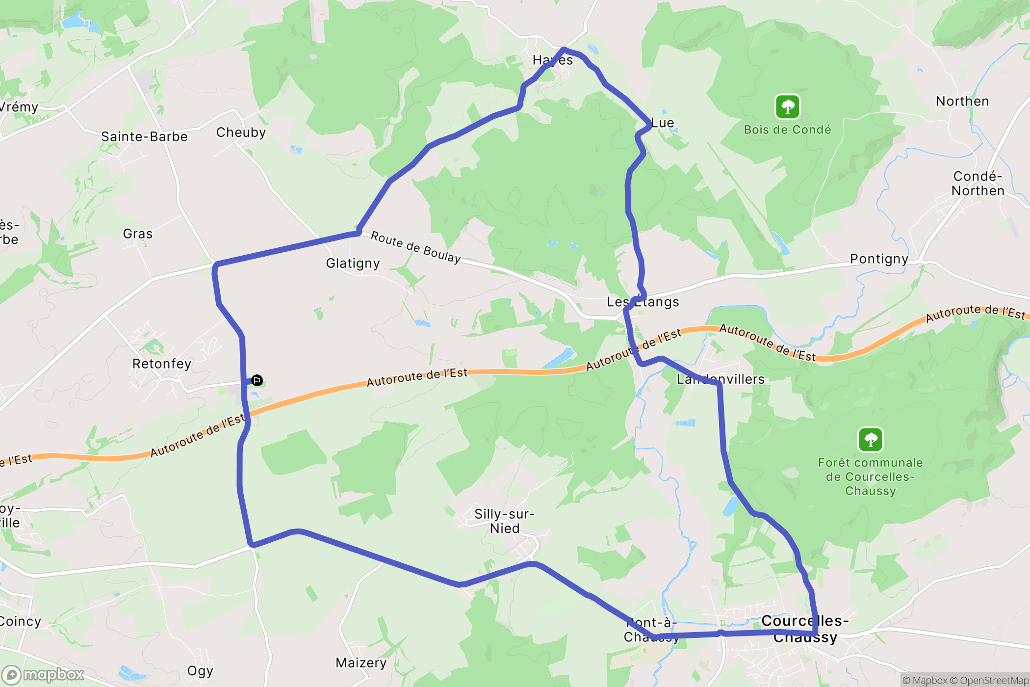 Retonfey : carte du parcours de randonnée - France