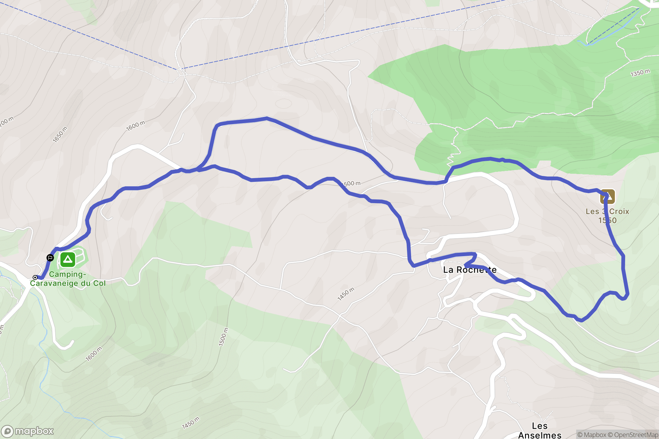 Fontcouverte-la-Toussuire : carte du parcours de randonnée - France