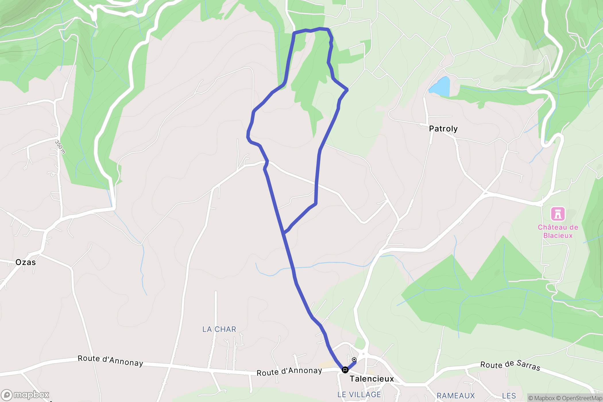 Talencieux : carte du parcours de randonnée - France
