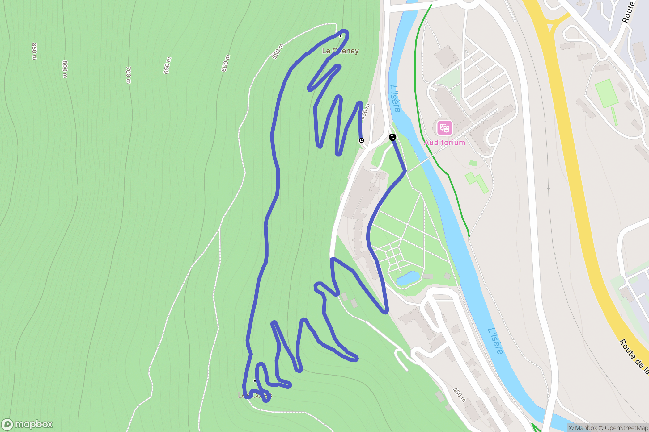La Léchère : carte du parcours de randonnée - France