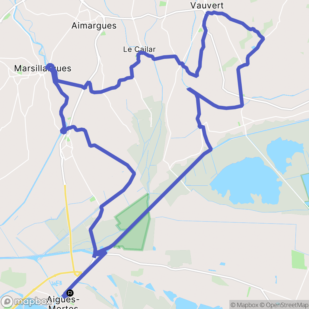 Aigues-Mortes : carte du parcours de randonnée - France