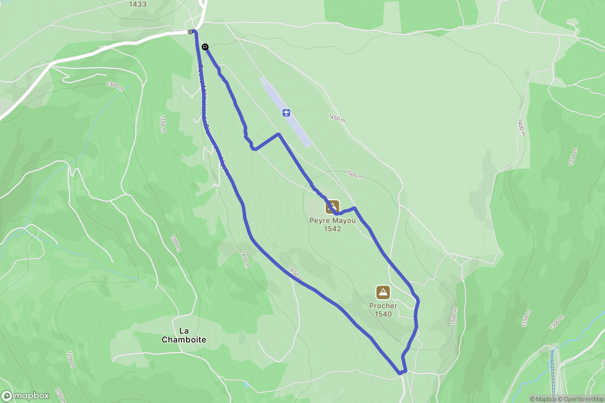 Saint-Pierre-la-Bourlhonne : carte du parcours de randonnée - France
