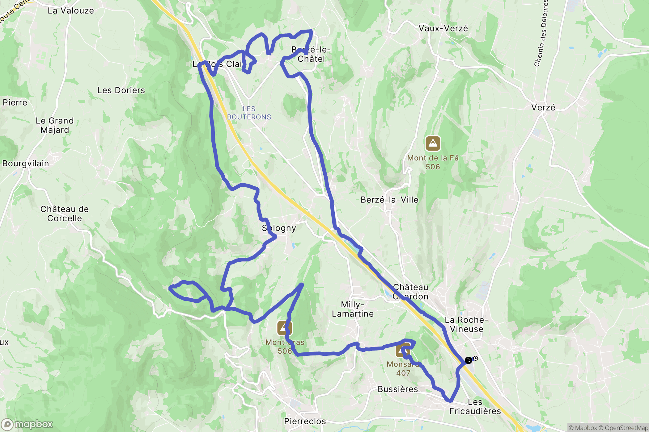 La Roche-Vineuse : carte du parcours de randonnée - France
