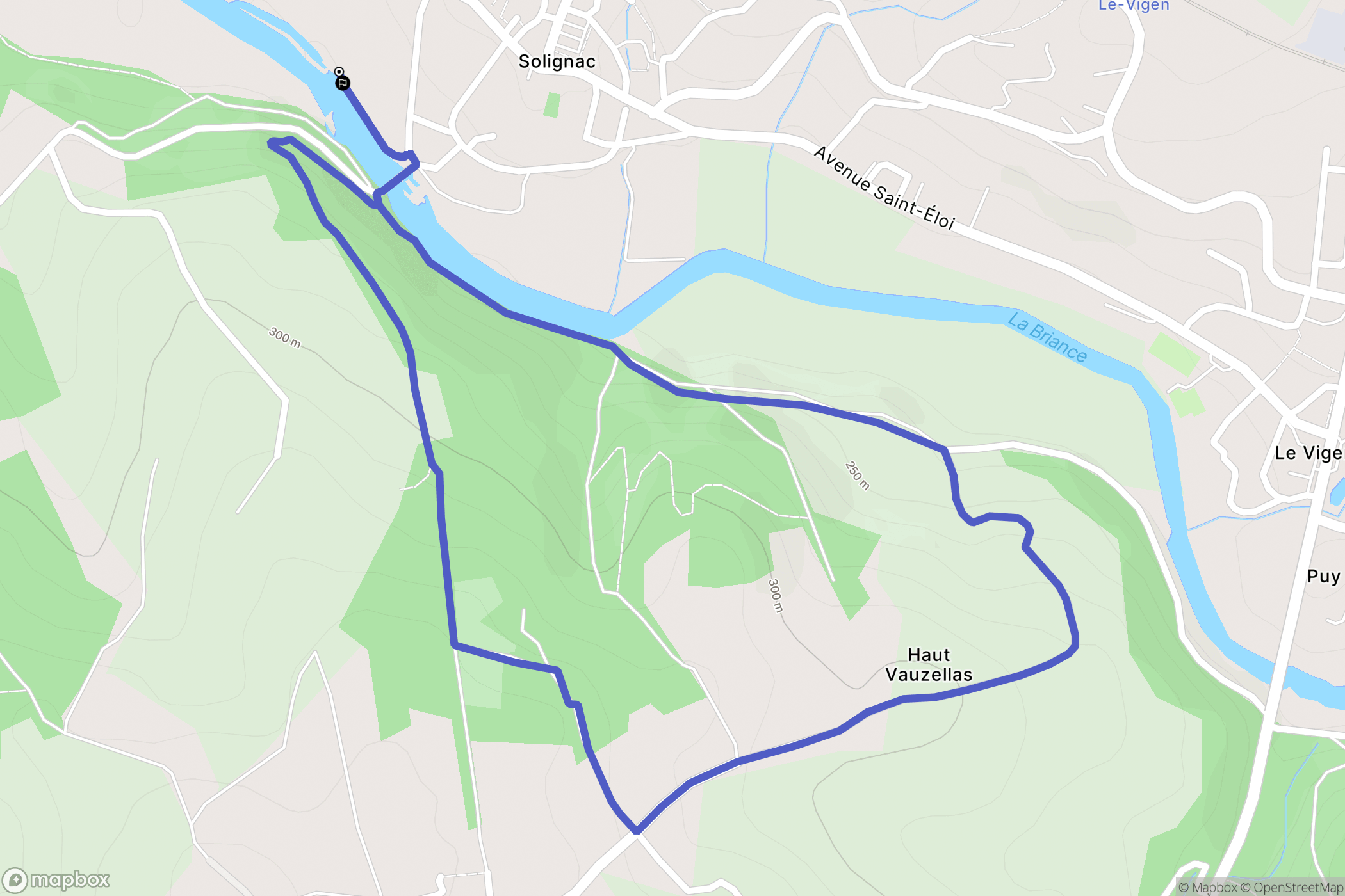 Solignac : carte du parcours de randonnée - France
