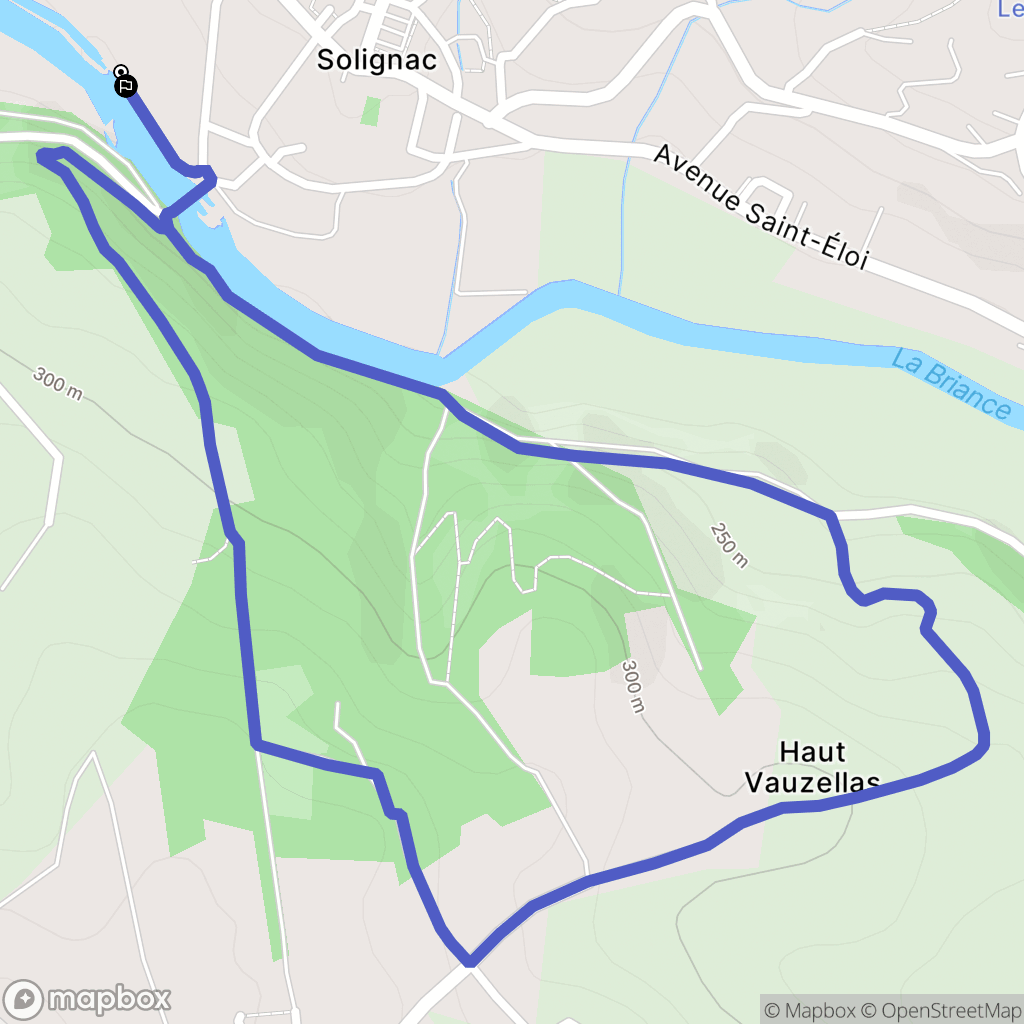 Solignac : carte du parcours de randonnée - France