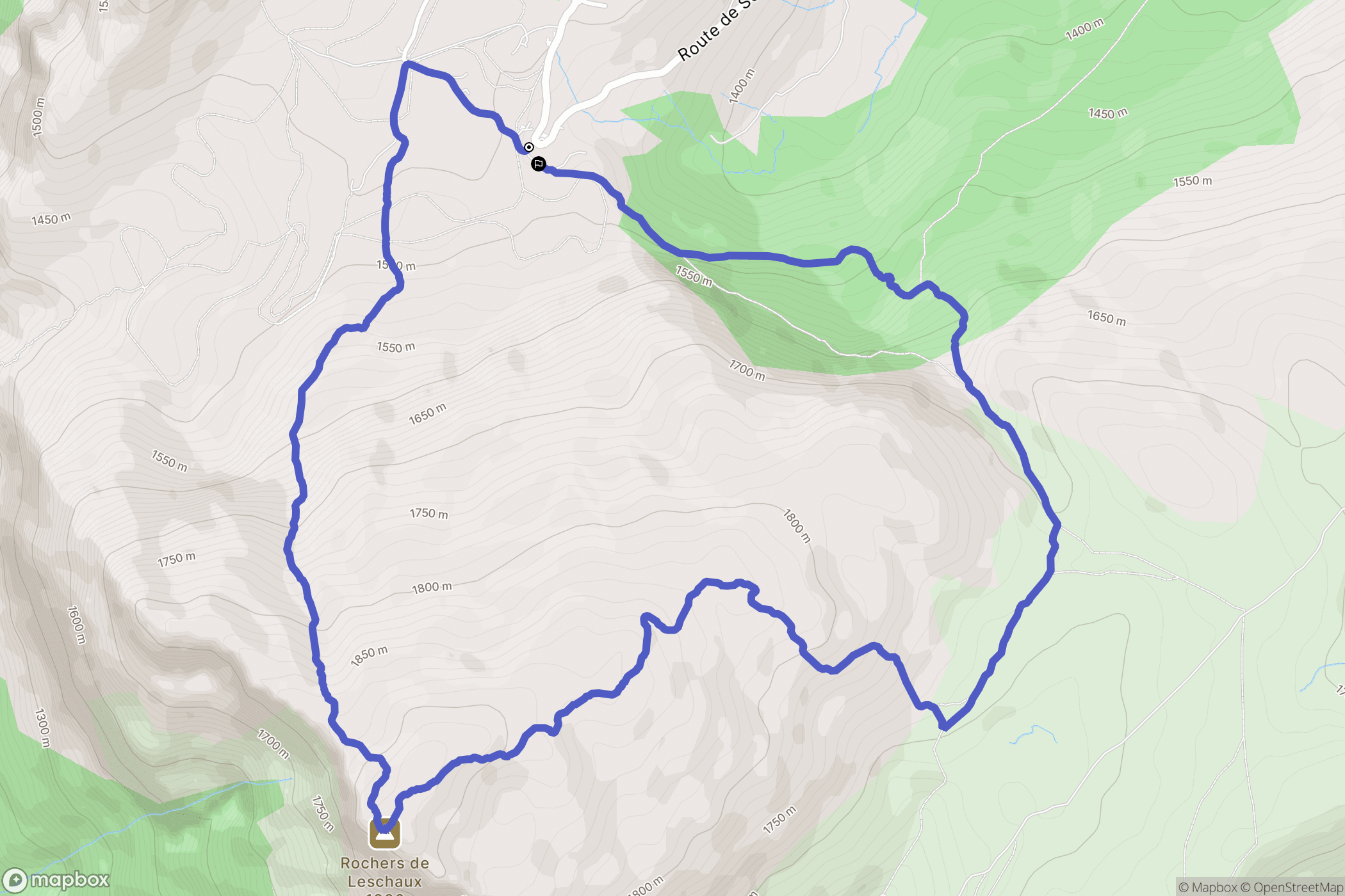 Brizon : carte du parcours de randonnée - France