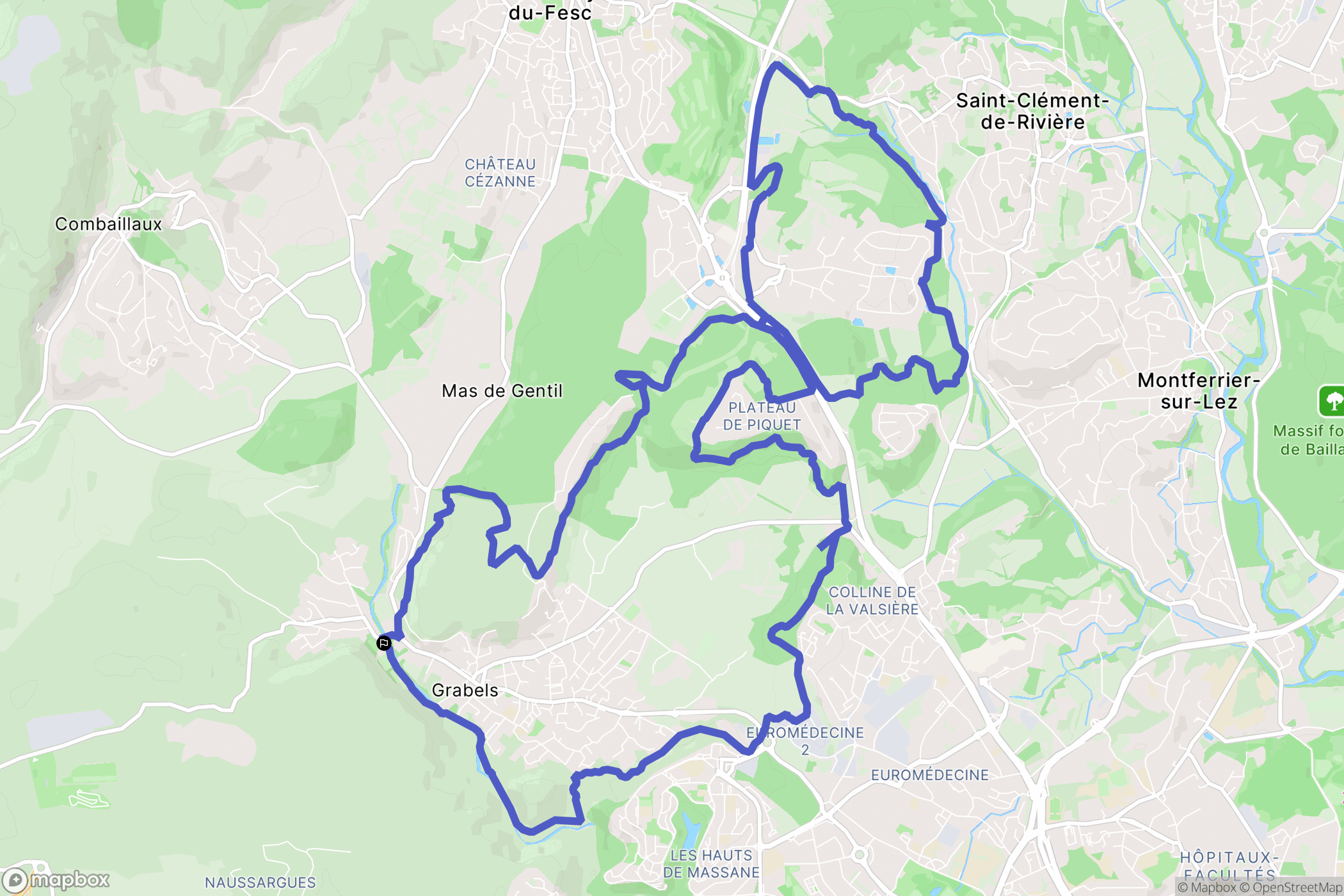 Grabels : carte du parcours de randonnée - France