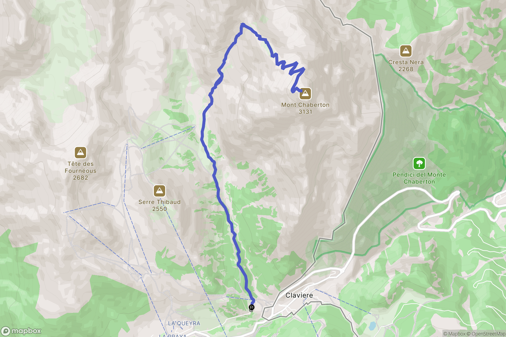 Montgenèvre : carte du parcours de randonnée - France