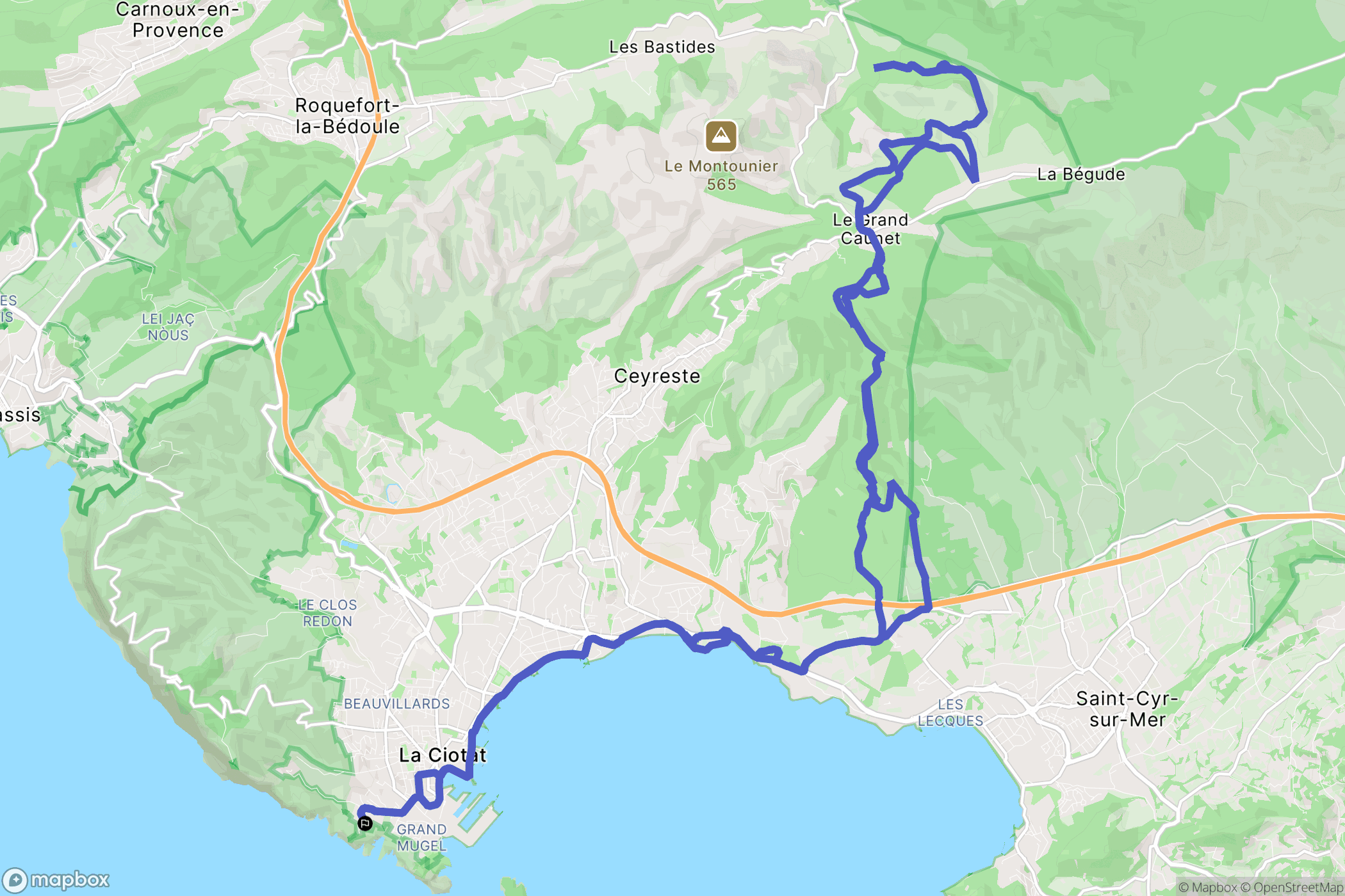 La Ciotat : carte du parcours de randonnée - France