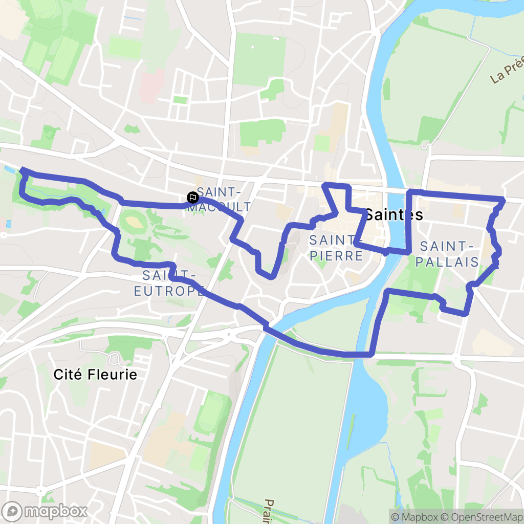 Saintes : carte du parcours de randonnée - France