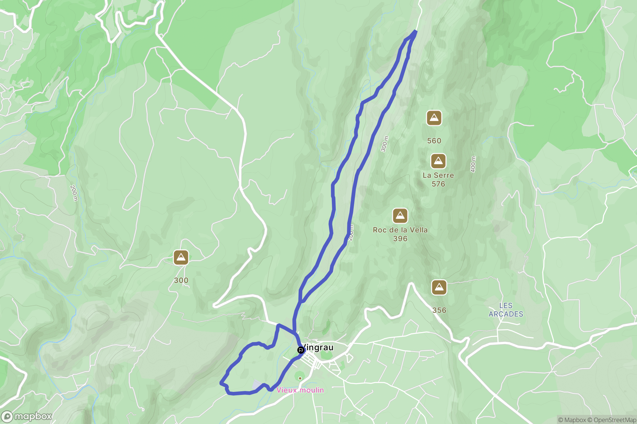 Vingrau : carte du parcours de randonnée - France