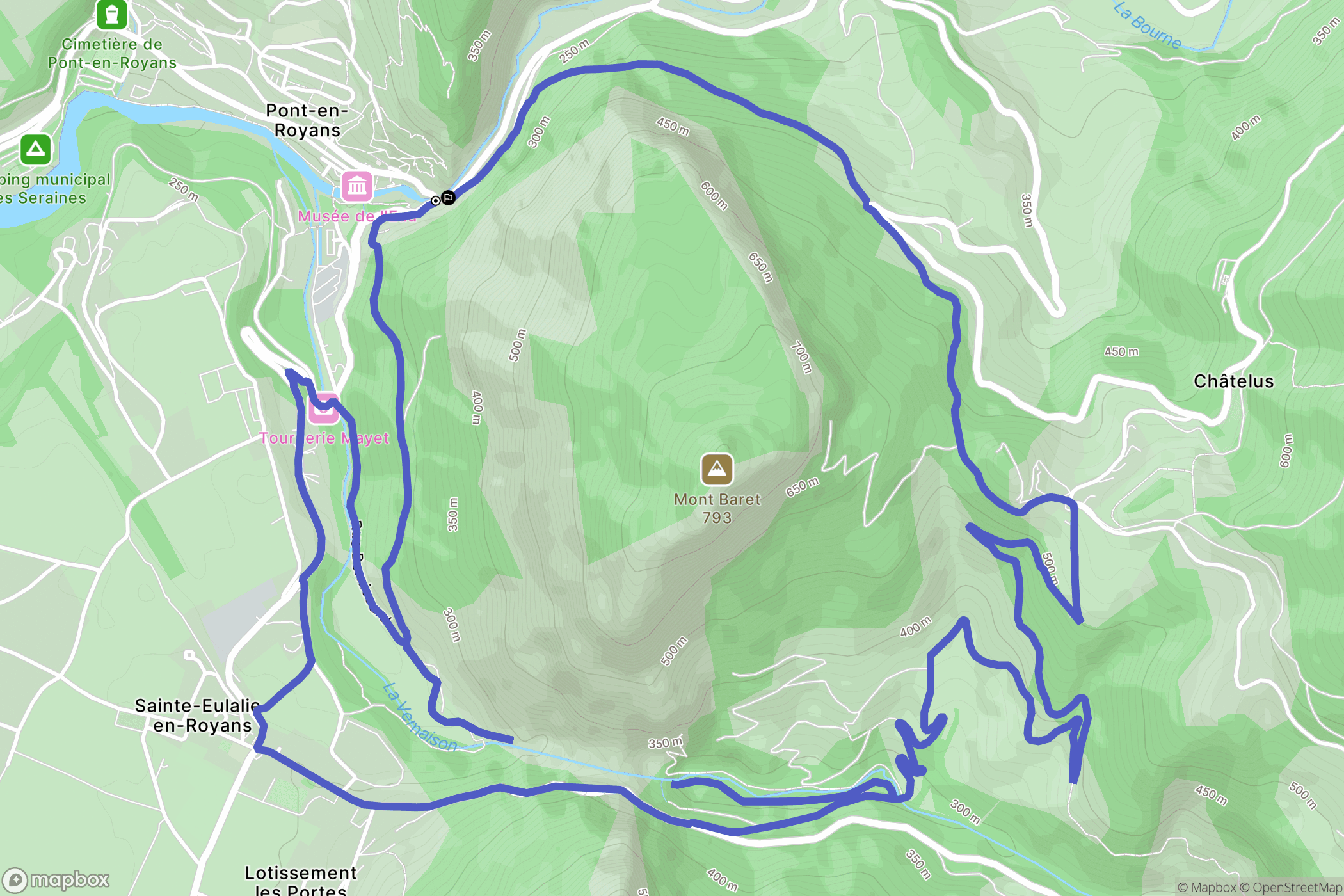 Pont-en-Royans : carte du parcours de randonnée - France