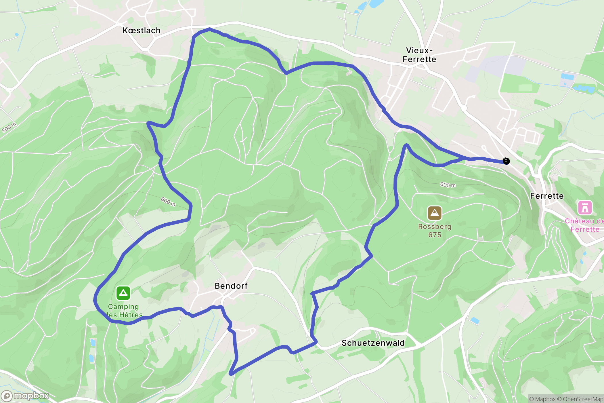 Ferrette : carte du parcours de randonnée - France