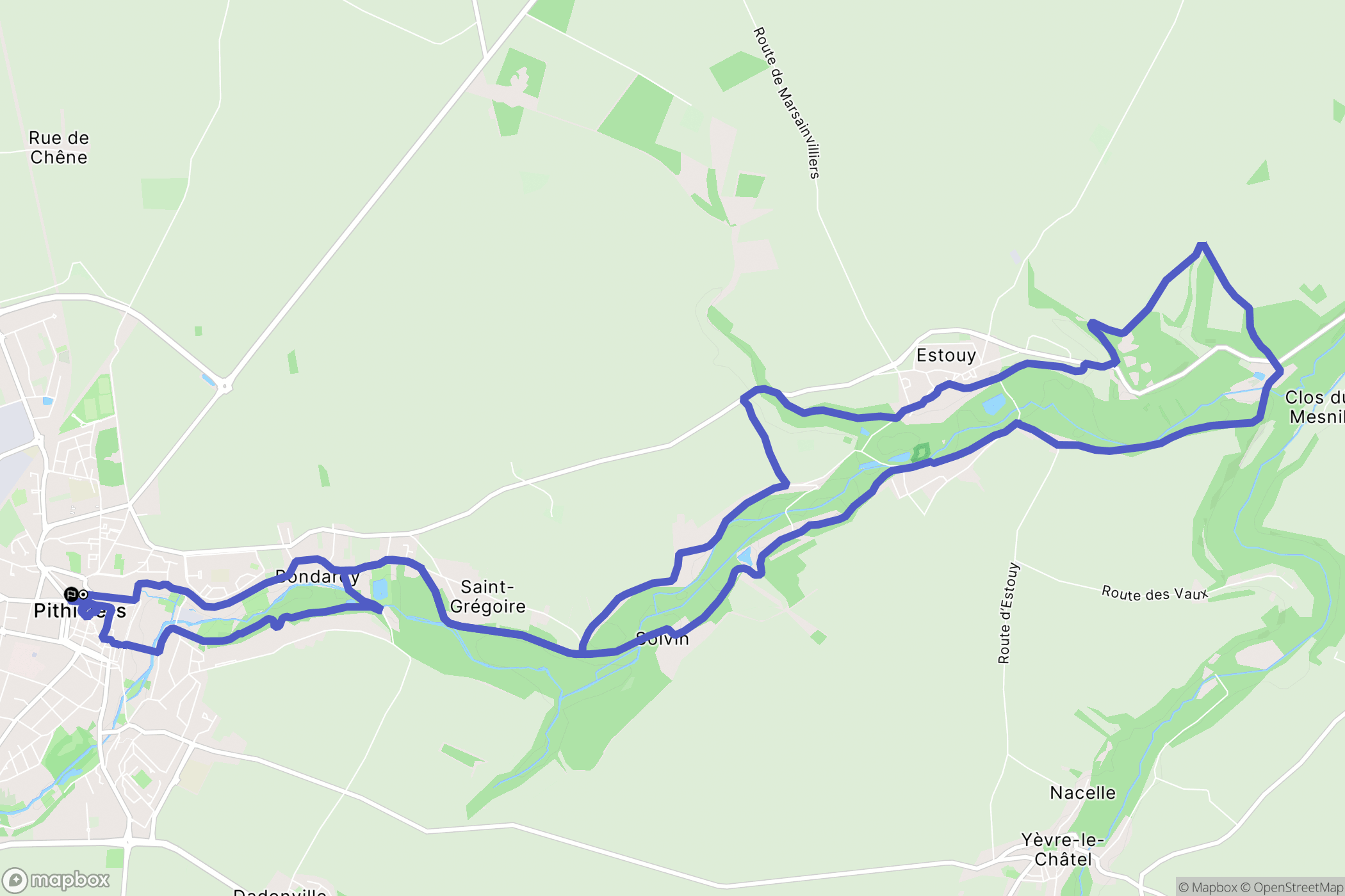 Pithiviers : carte du parcours de randonnée - France