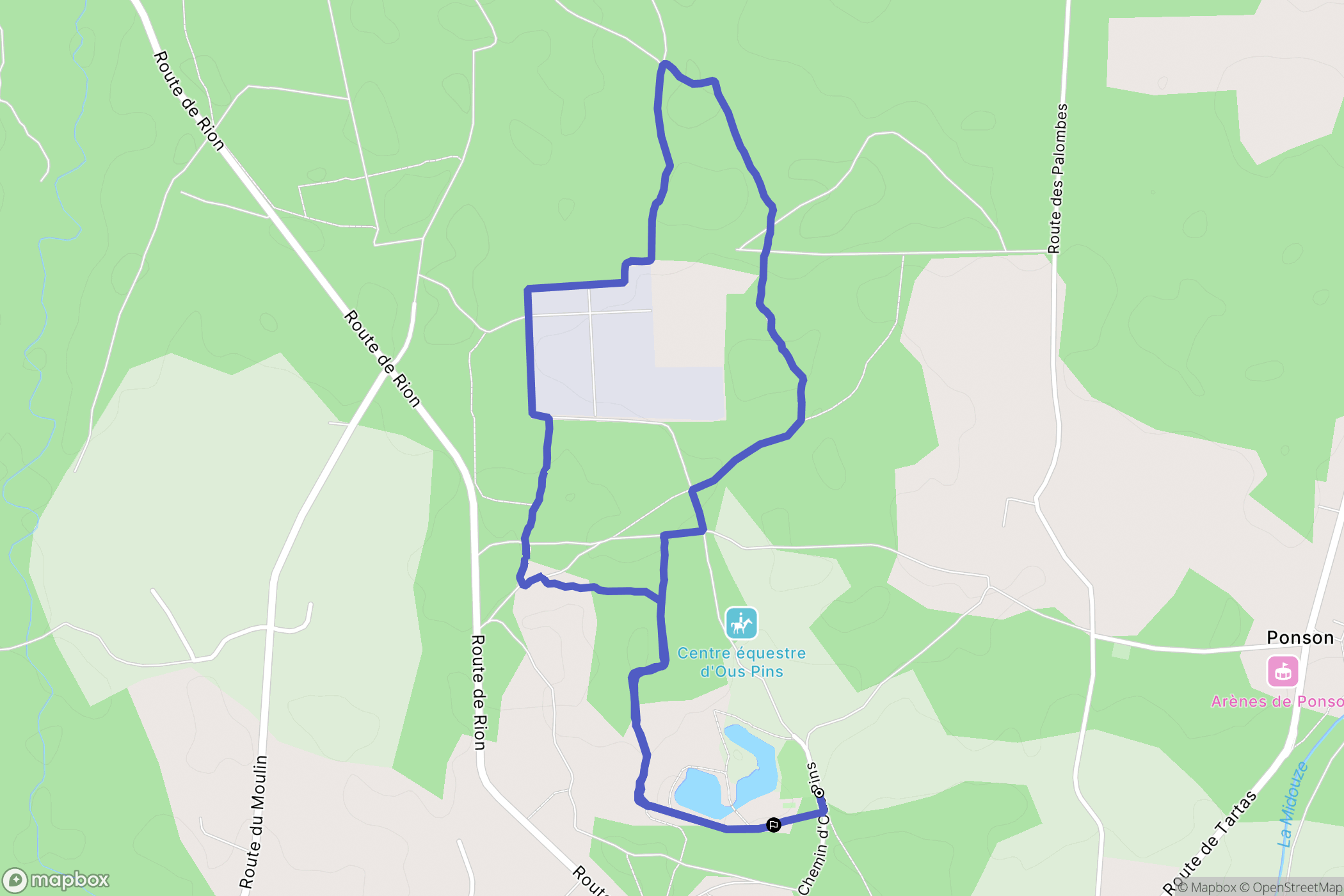 Carcen-Ponson : carte du parcours de randonnée - France
