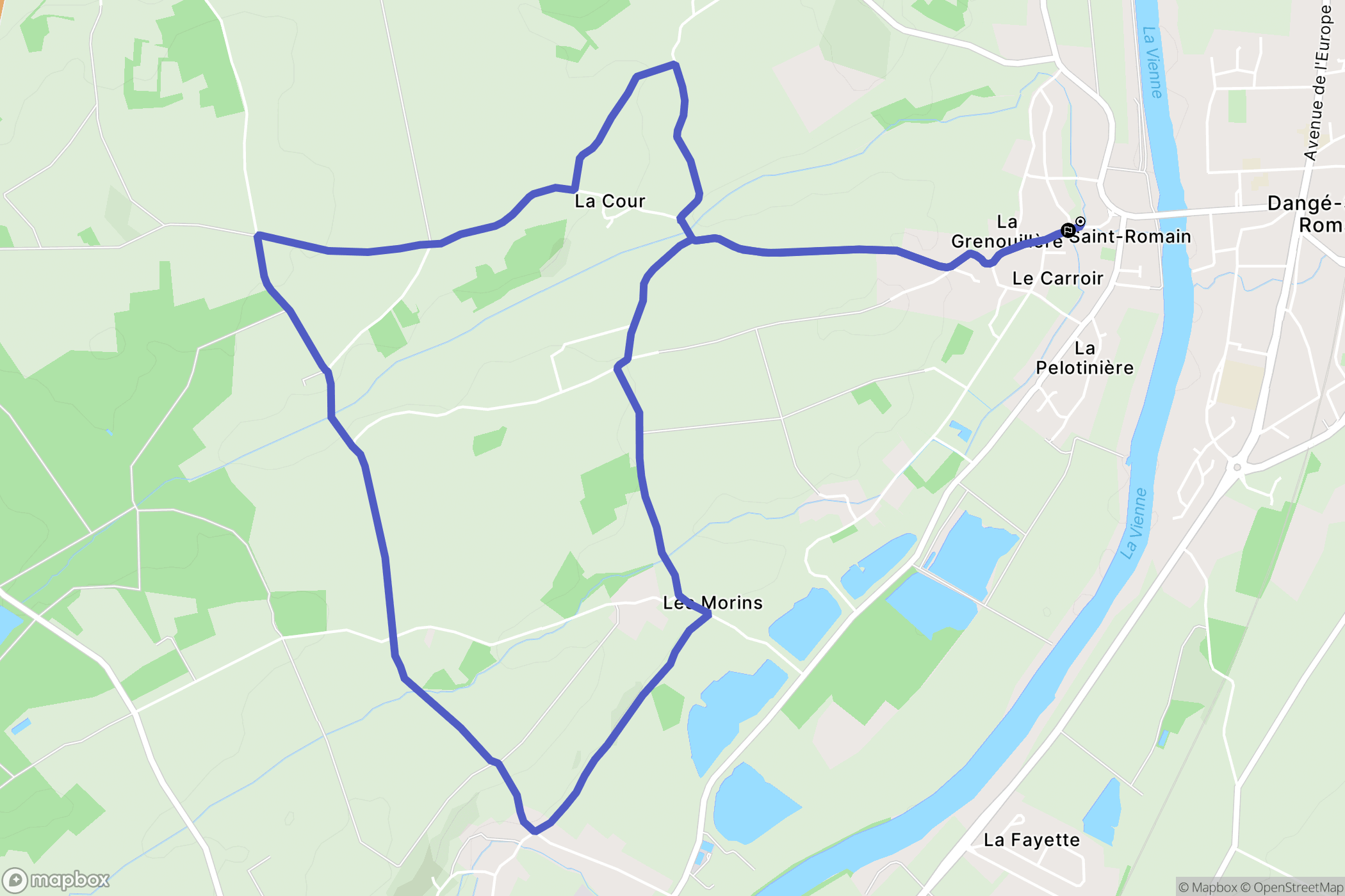 Dangé-Saint-Romain : carte du parcours de randonnée - France