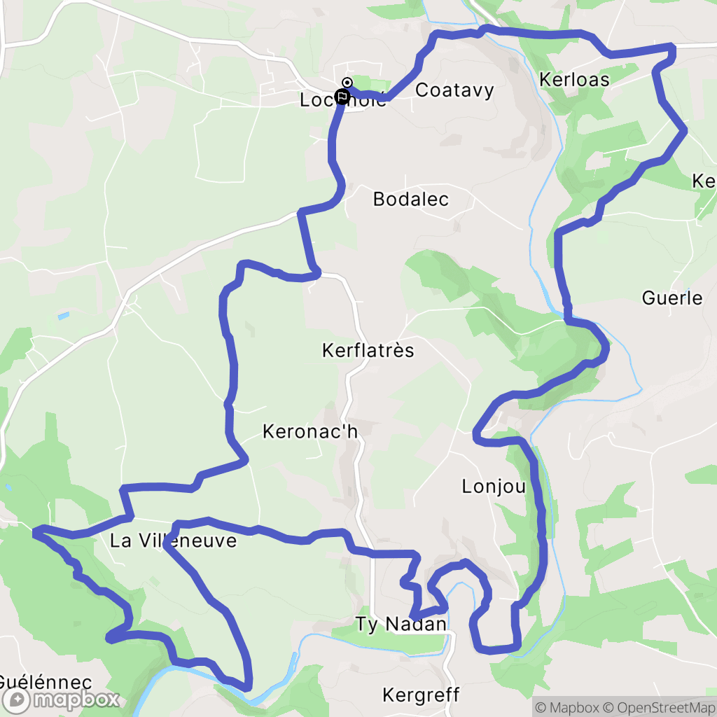 Locunolé : carte du parcours de randonnée - France